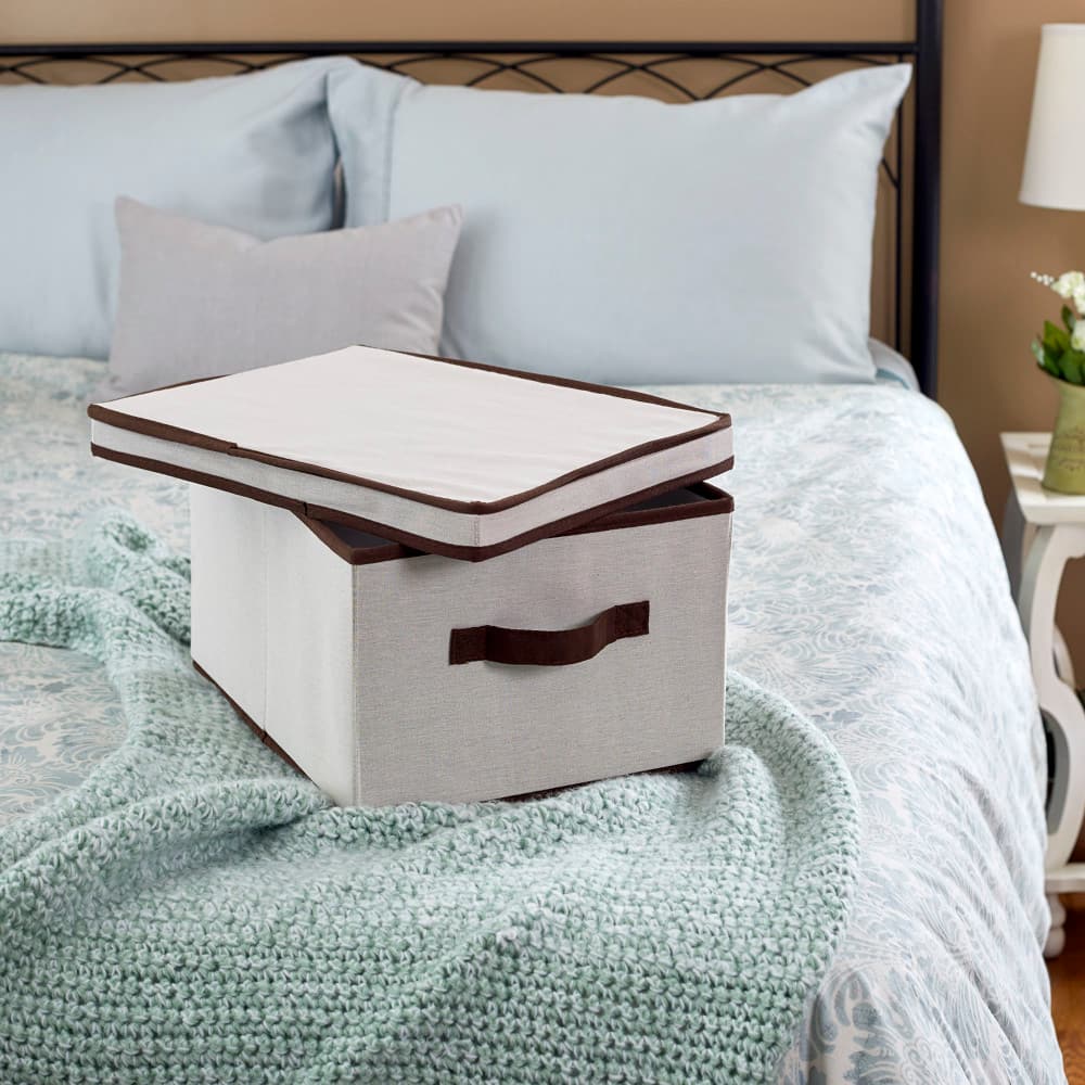 Household Essentials Canvas Storage Box with Lid
