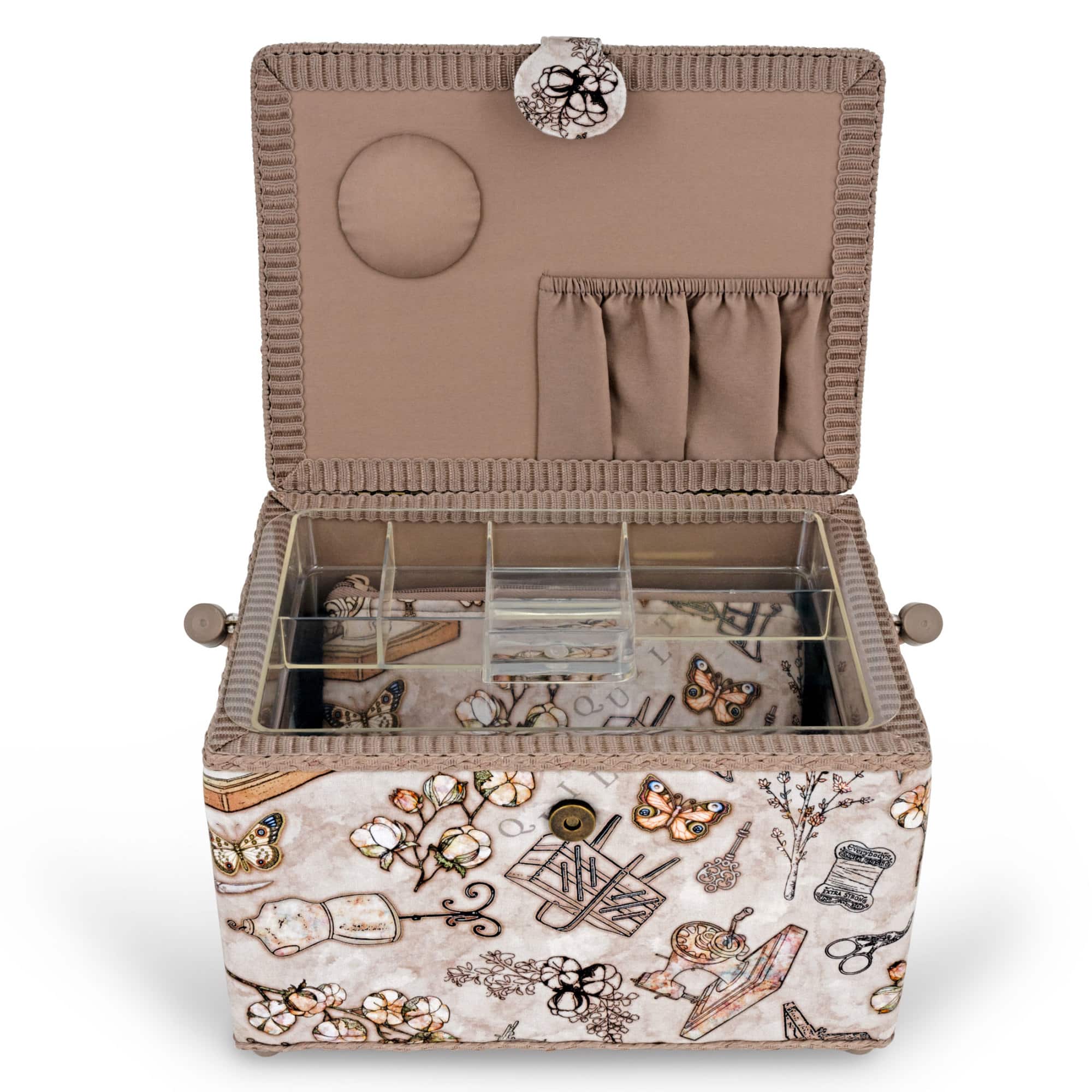 Dritz® Neutral Sewing Large Rectangular Sewing Basket With Zippered Case