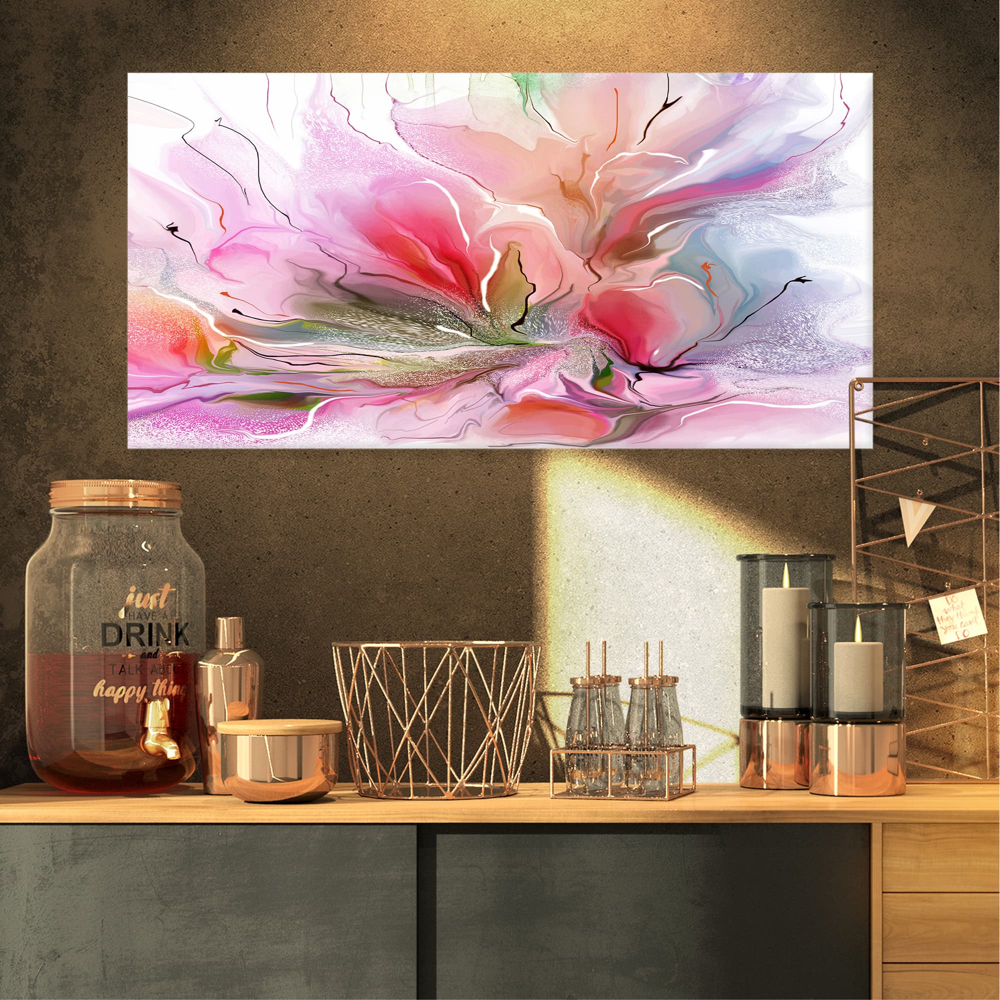 Designart - Lovely Painted Floral Design - Extra Large Floral Wall Art