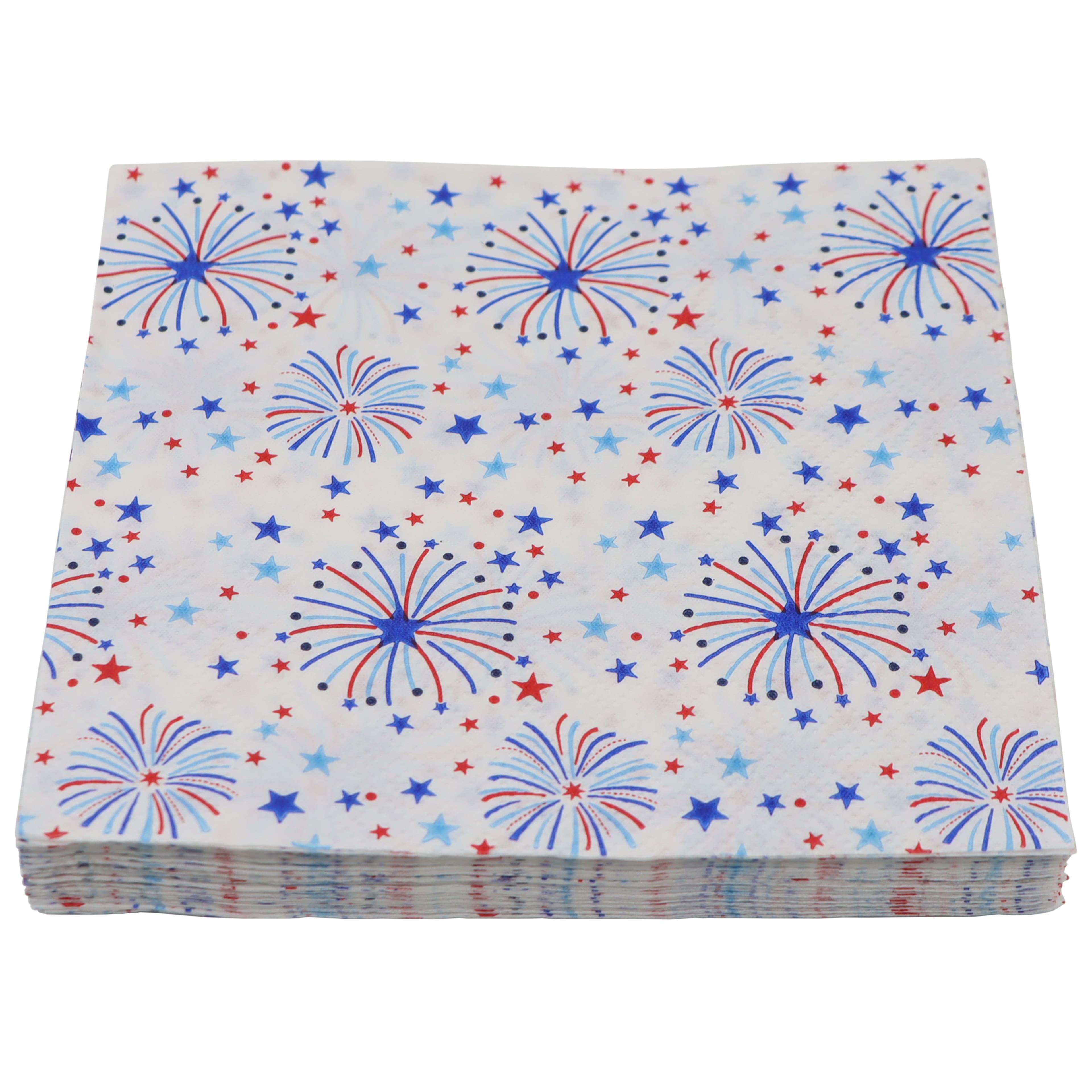 Red, White &#x26; Blue Fireworks Beverage Napkins, 20ct. by Celebrate It&#x2122;