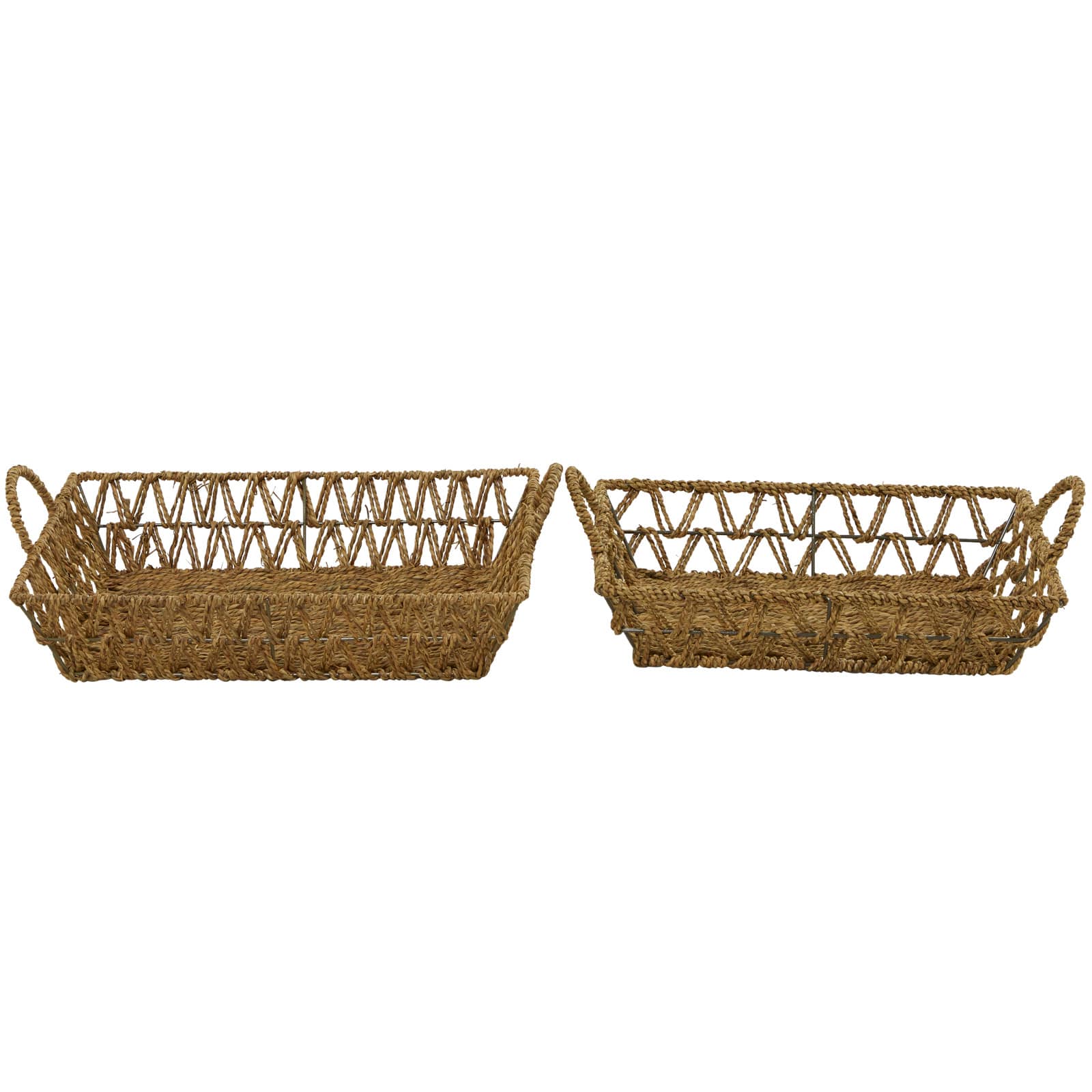 The Novogratz Brown Metal Handmade Storage Basket with Handles Set of 2 19", 17"