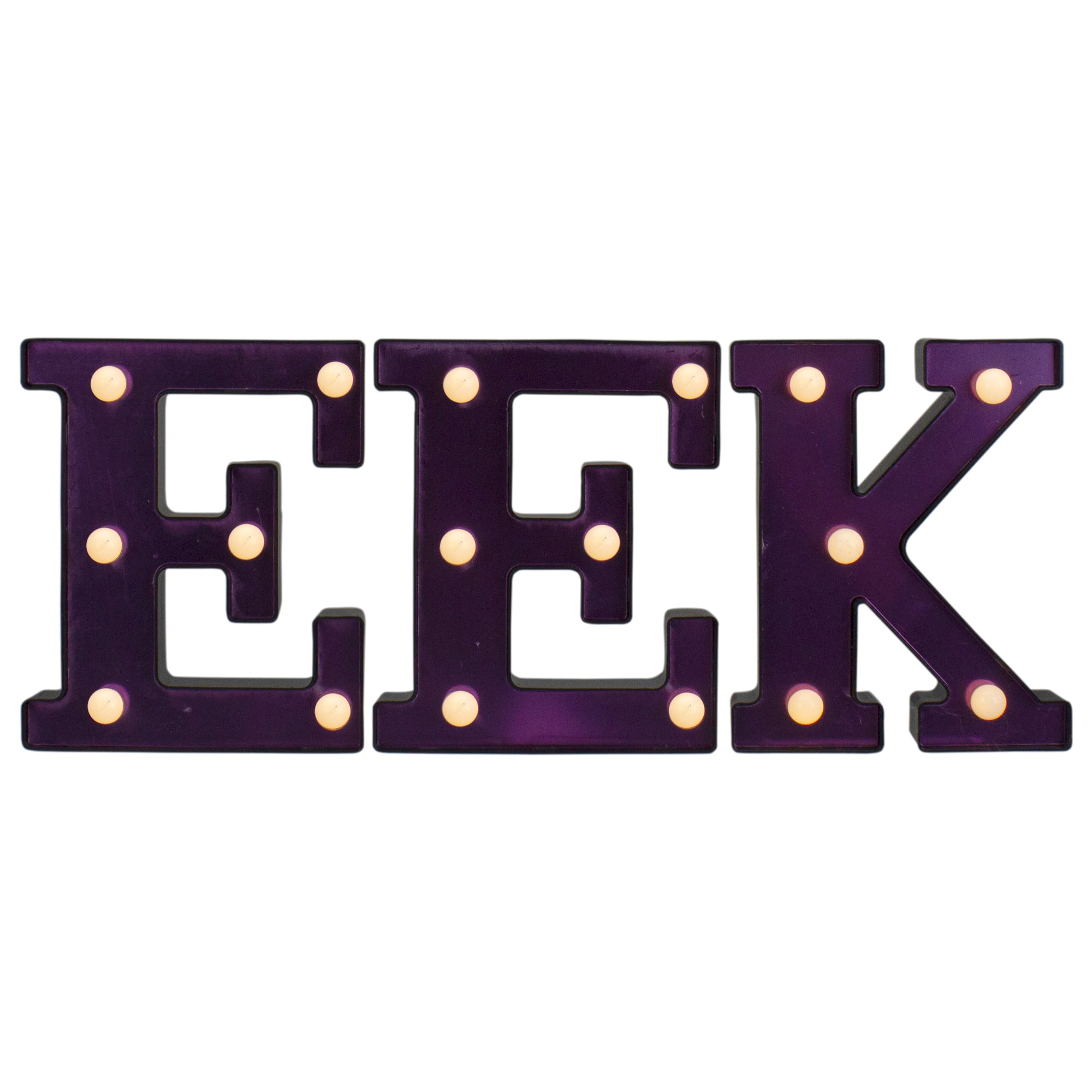 6.5&#x22; Lighted Black &#x26; Purple EEK Halloween Marquee Sign