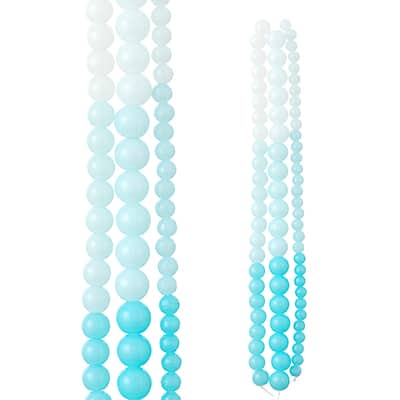 Aqua Ombre Glass Round Beads by Bead Landing™