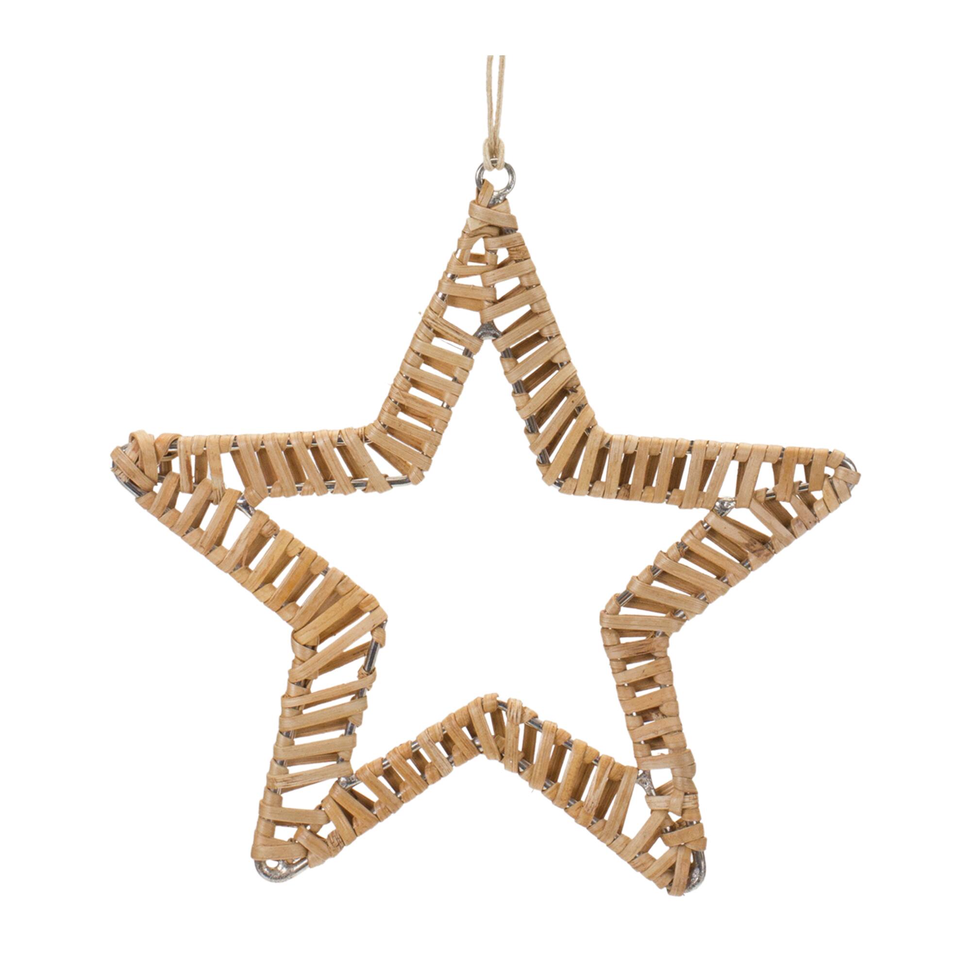 Woven Rattan Star & Tree Ornament Set