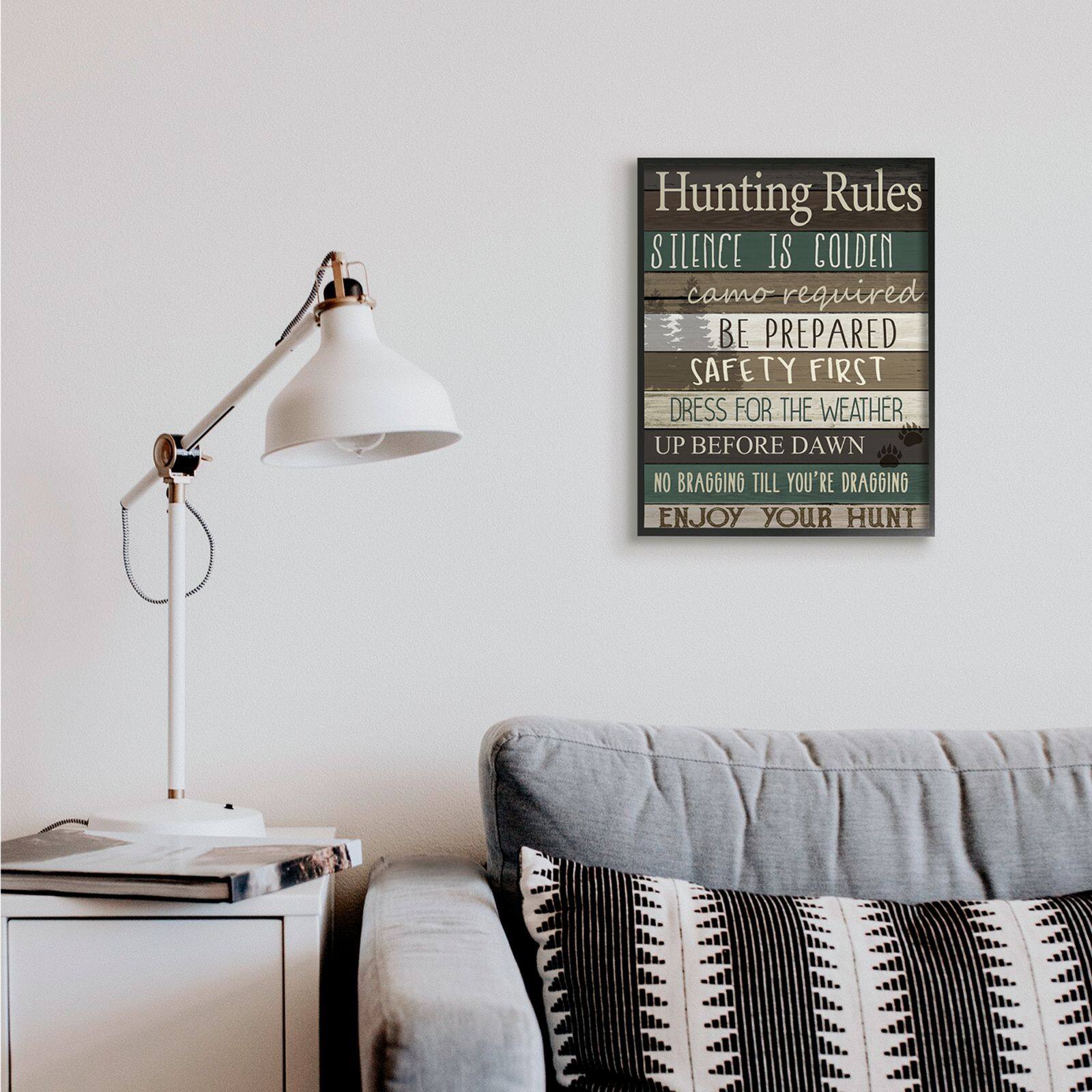 Stupell Industries Cabin Hunting Rules Rustic Charm Brown Green Framed Wall Art
