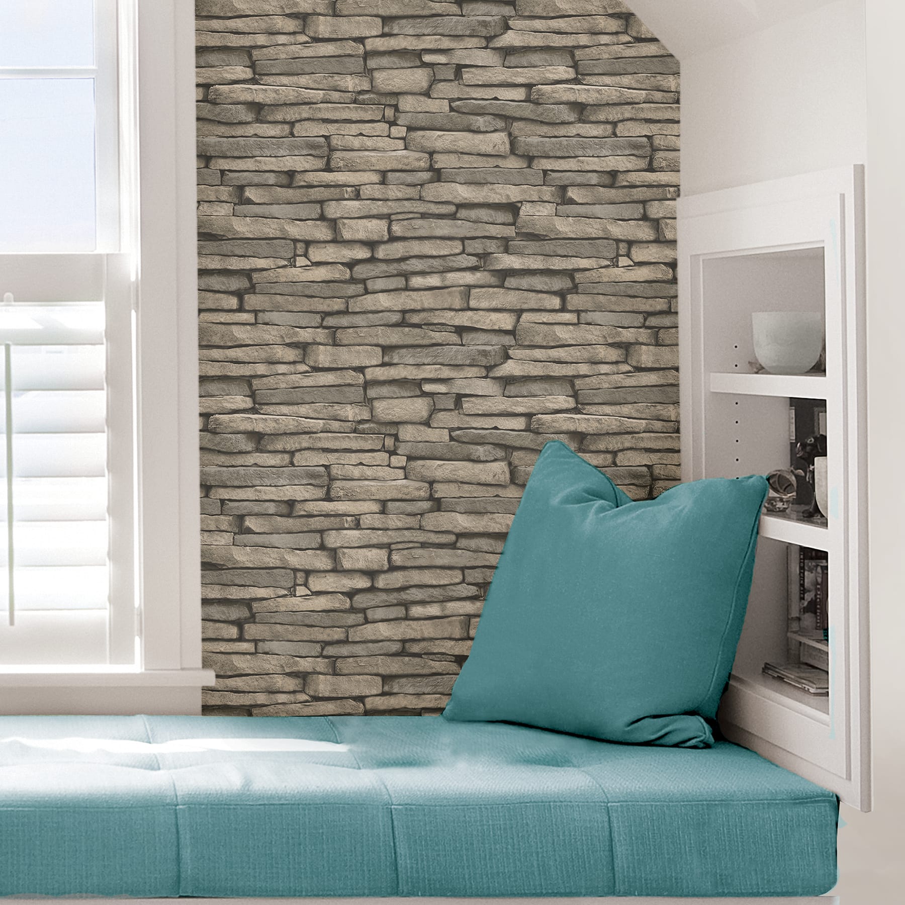 InHome Hickory Creek Stone Peel &#x26; Stick Wallpaper