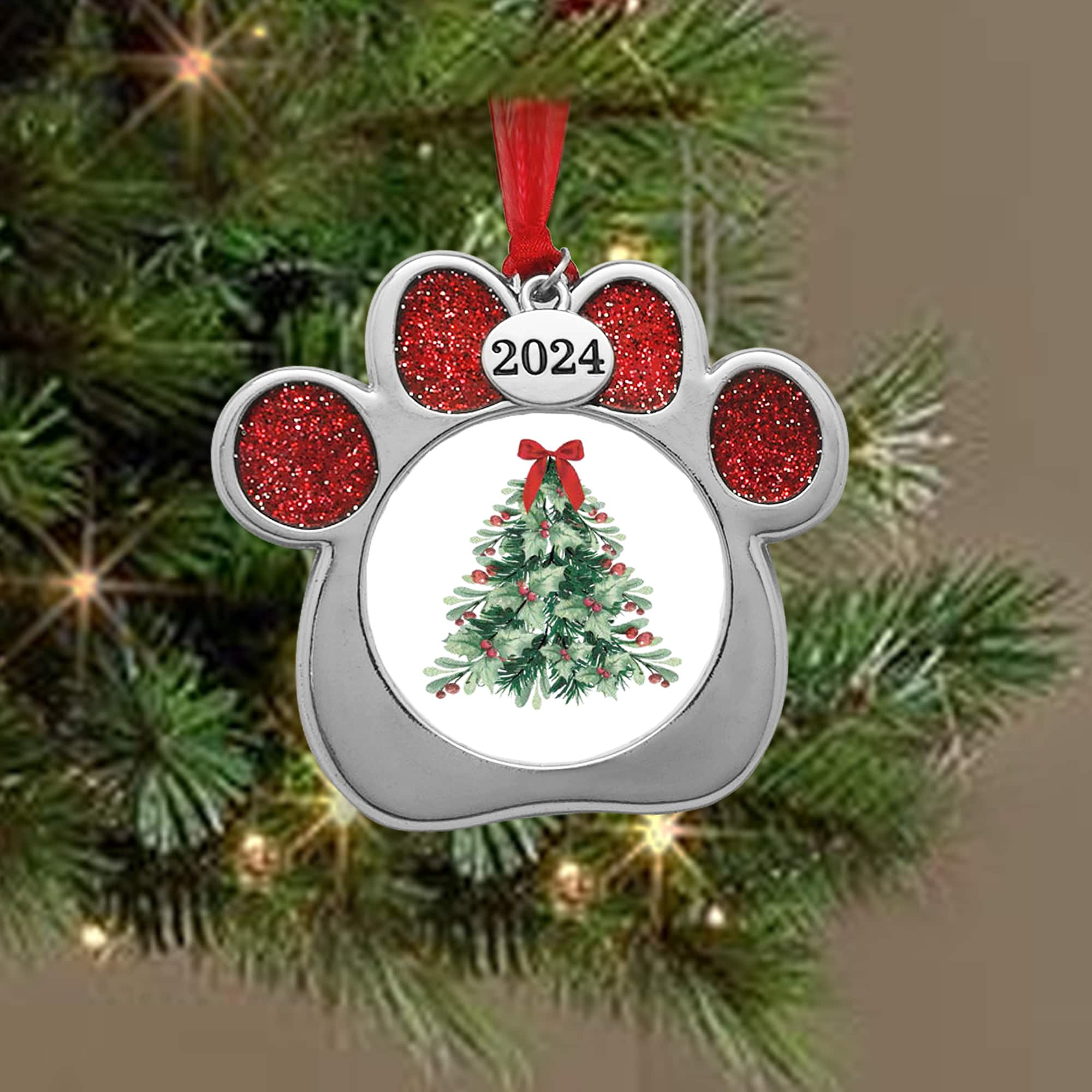 2&#x22; x 2&#x22; Silver &#x26; Red Glitter Paw Ornament Frame by Studio D&#xE9;cor&#xAE;