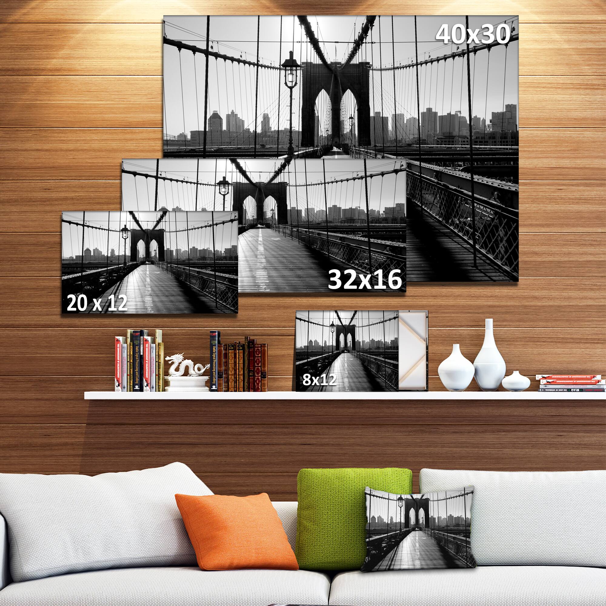 Designart - Dark Brooklyn Bridge - Cityscape Photo Canvas Print