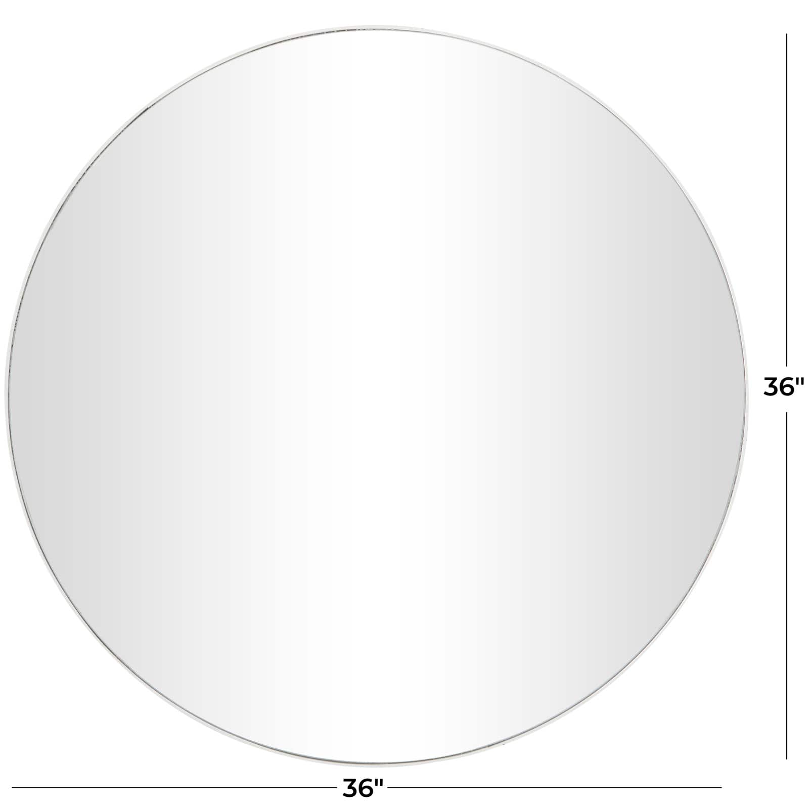 White Wood Thin Framed Wall Mirror 36" x 1" x 36"