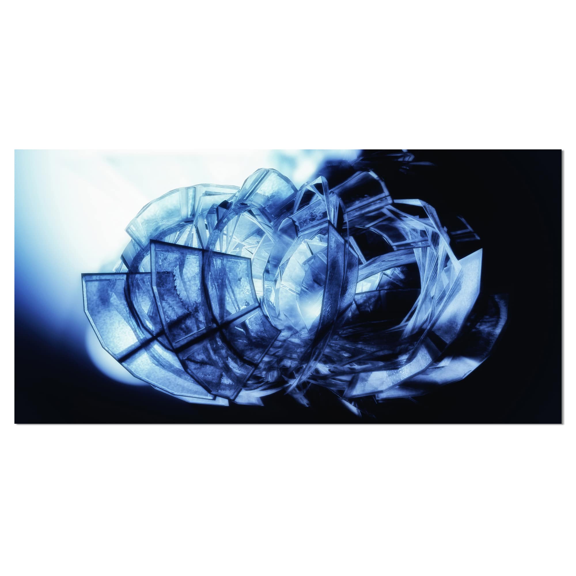 Designart - Fractal 3D Blue Glass Pattern - Contemporary Canvas Art Print