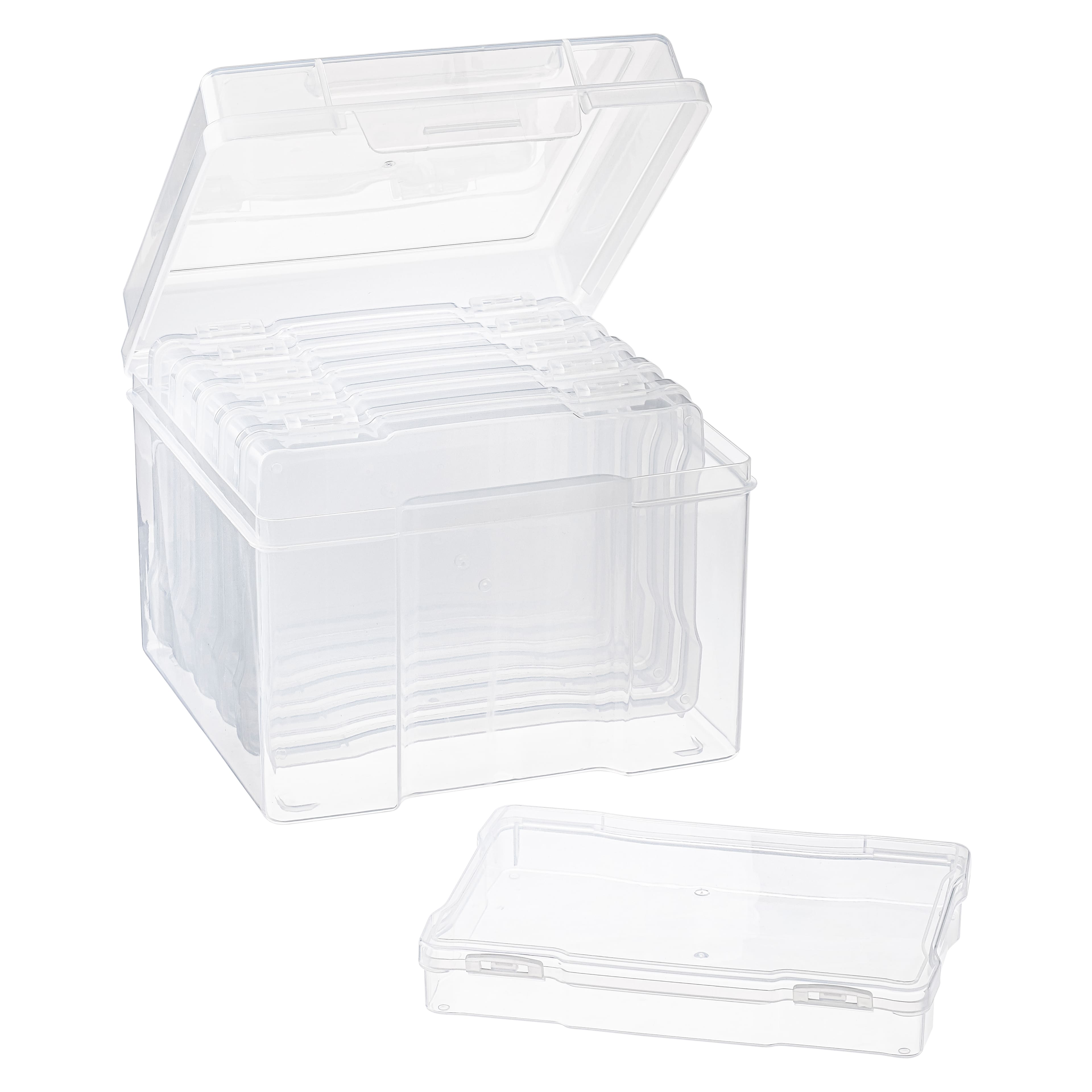 BUYISI 5X7 Transparent Storage Box Photo & Craft Organiser Including 6  Cases & L