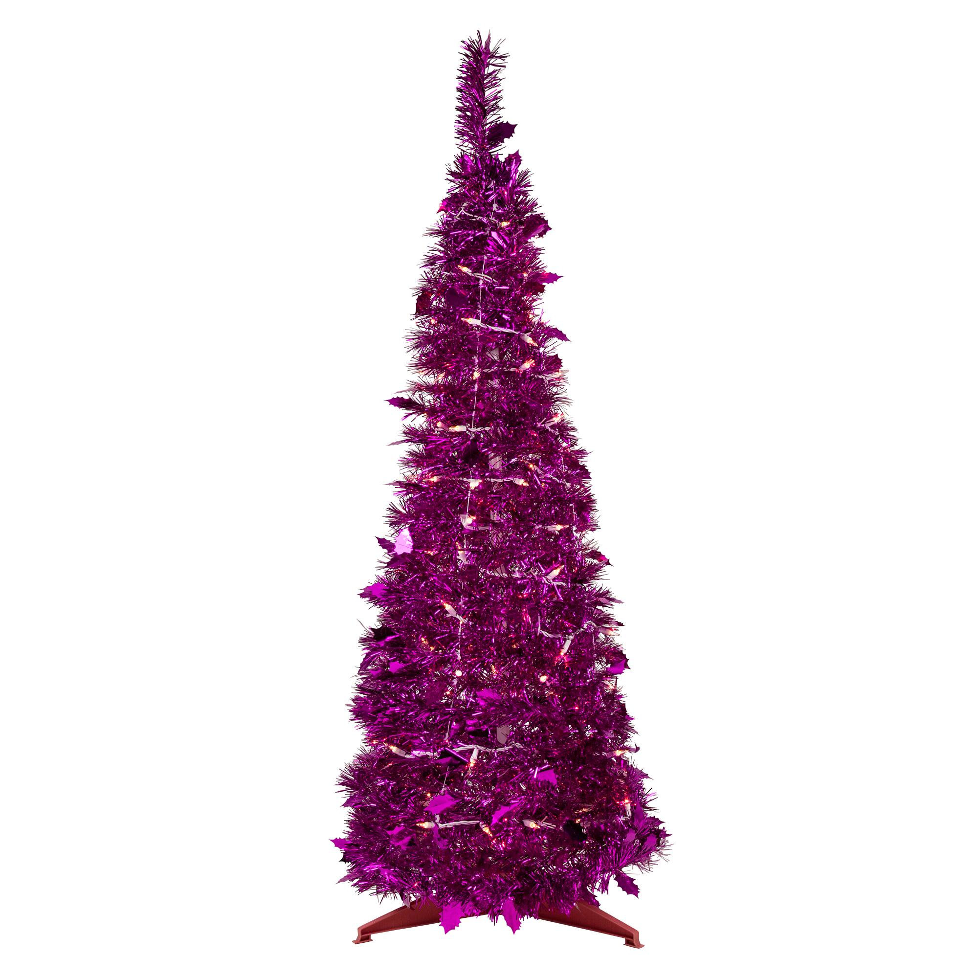 6ft. Pre-Lit Tinsel Pop-Up Artificial Christmas Tree