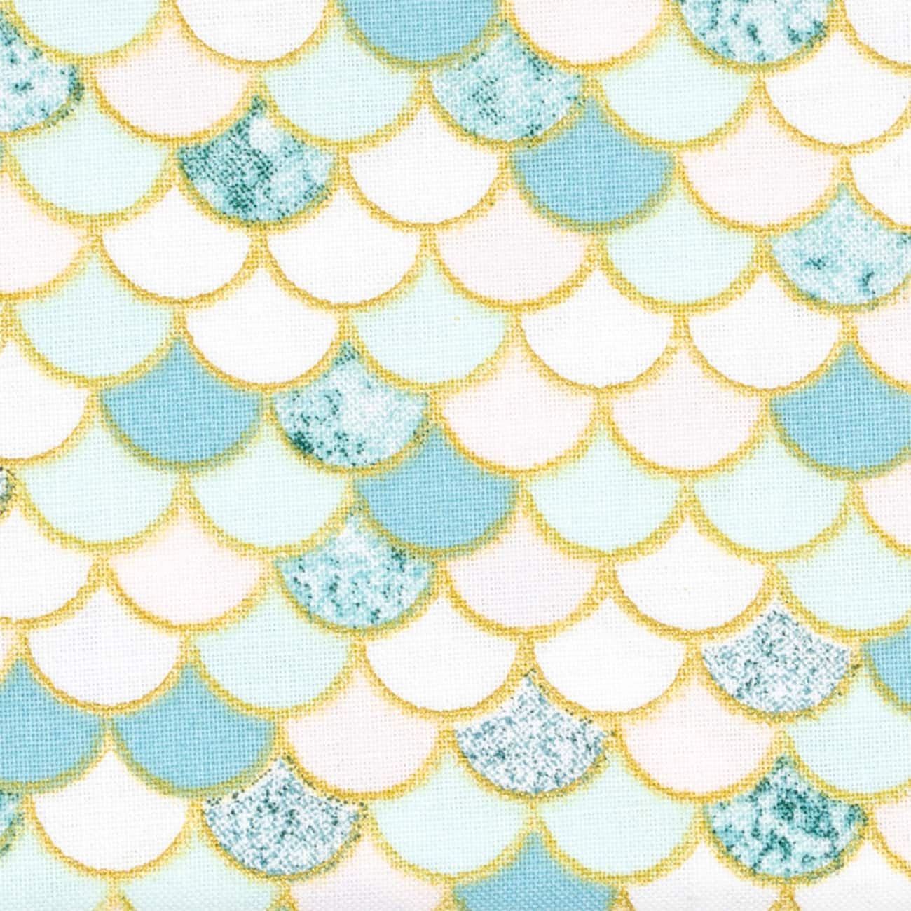 Blue &#x26; White Scales Cotton Fabric by Loops &#x26; Threads&#x2122;