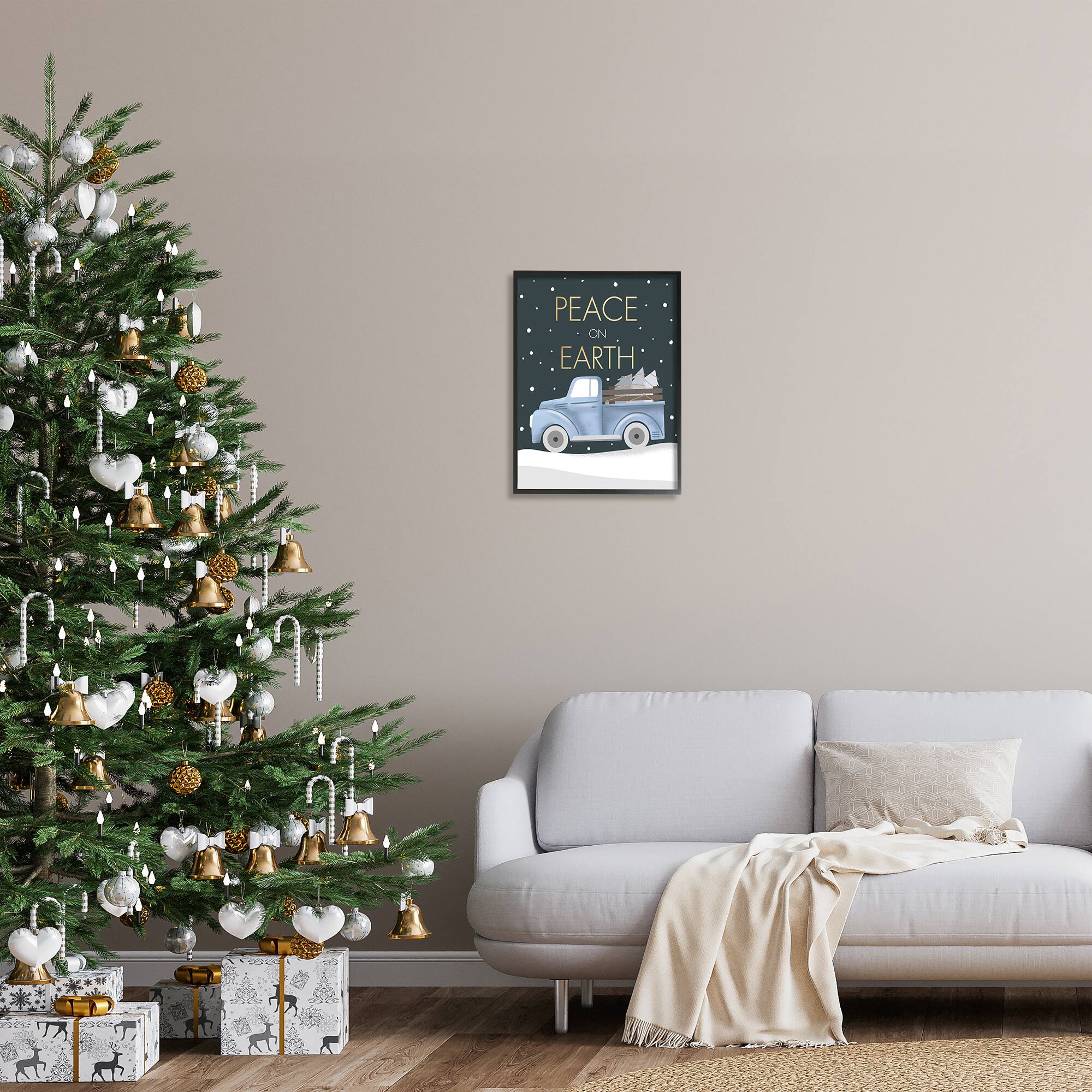 Stupell Industries Peace On Earth Snowy Truck Framed Giclee Art