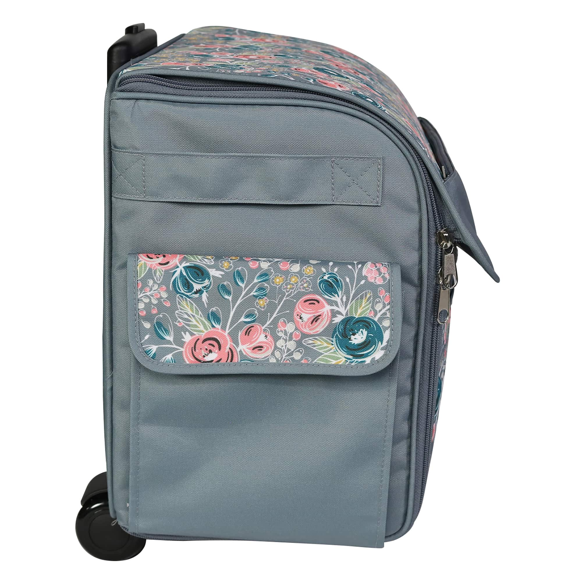 Everything Mary Green Floral Rolling Sewing Machine Tote