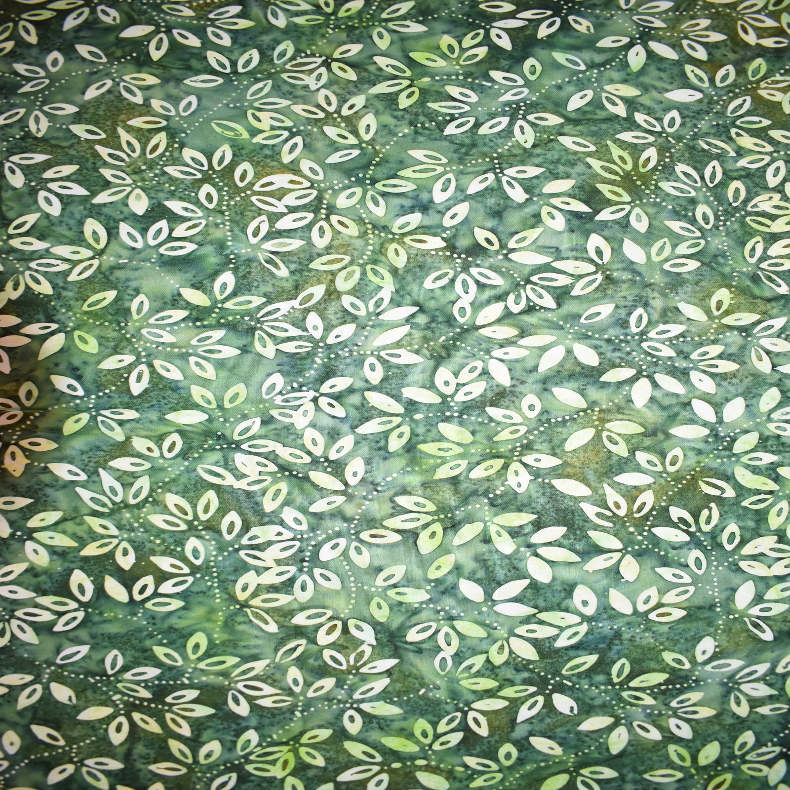 Premium Indonesian Batik Green Leaves Fabric