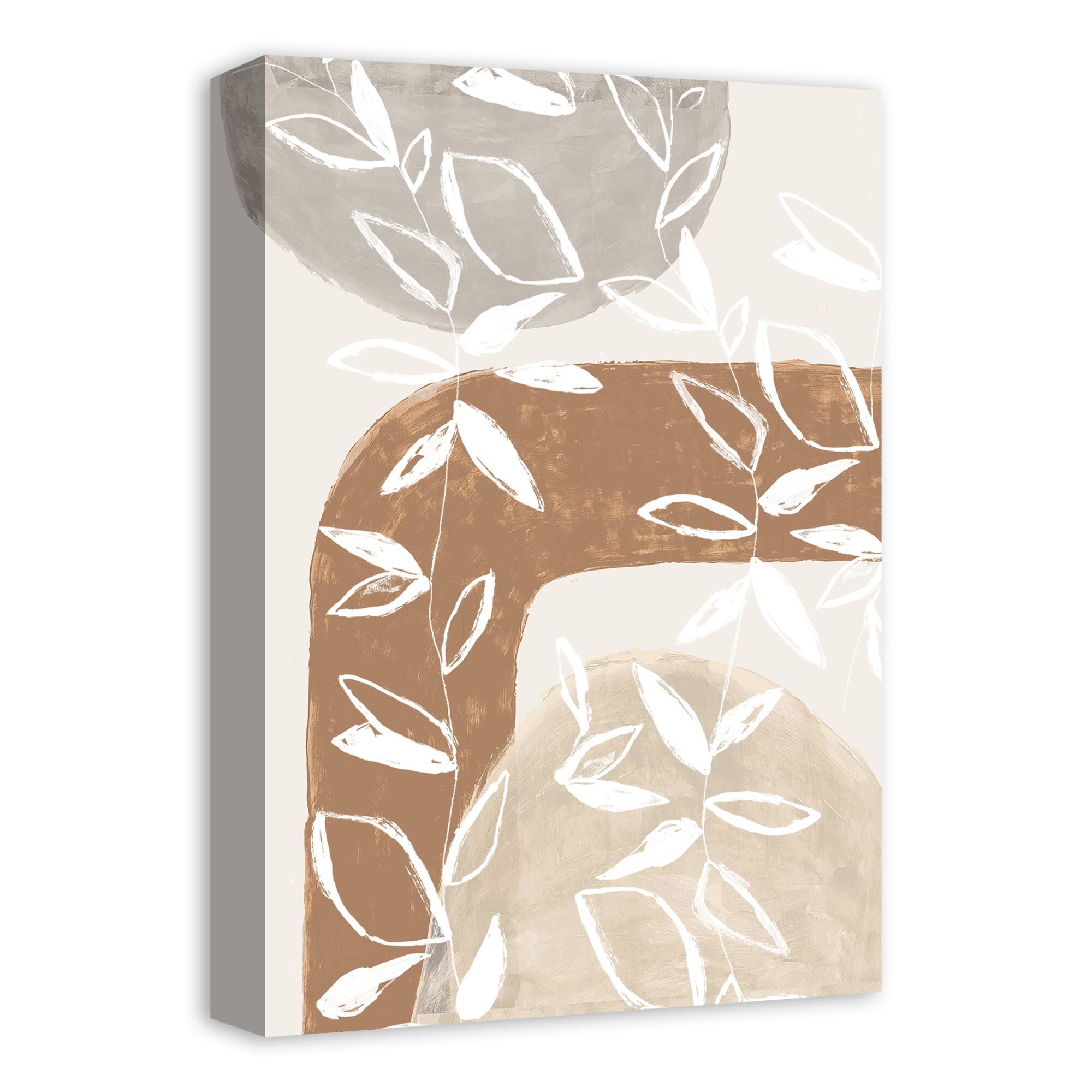 Abstract Neutral Flowers Canvas Wall Art