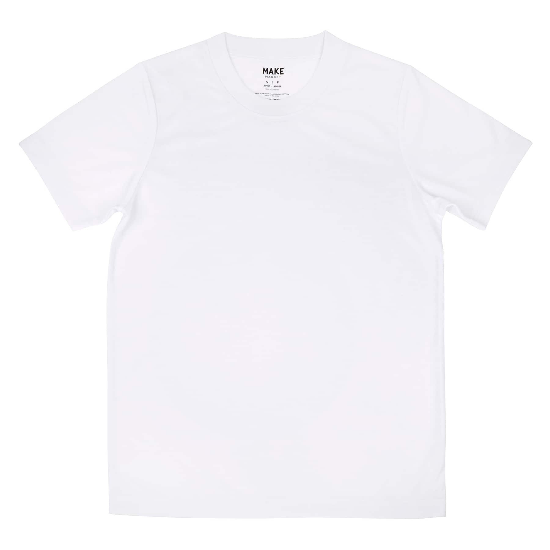 White Adult Polyester Crew Neck T Shirt by Make Market