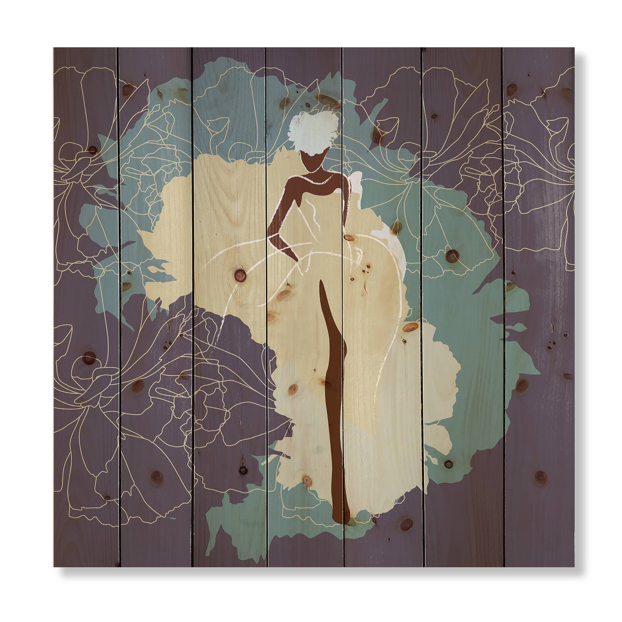 Designart - African American Woman In Gorgeous Wedding Dress - Modern Print on Natural Pine Wood