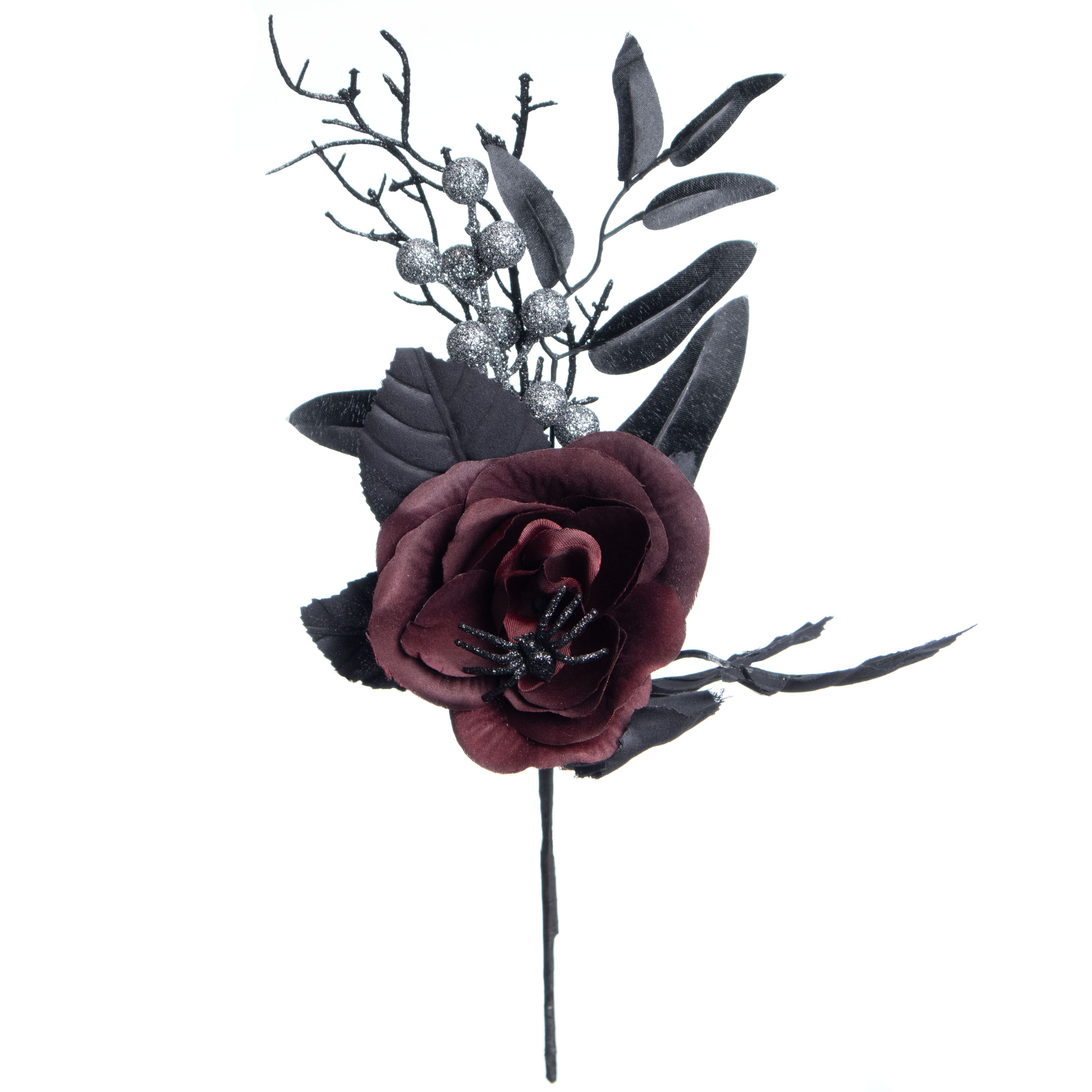 15&#x22; Burgundy Rose with Spider Pick by Ashland&#xAE;