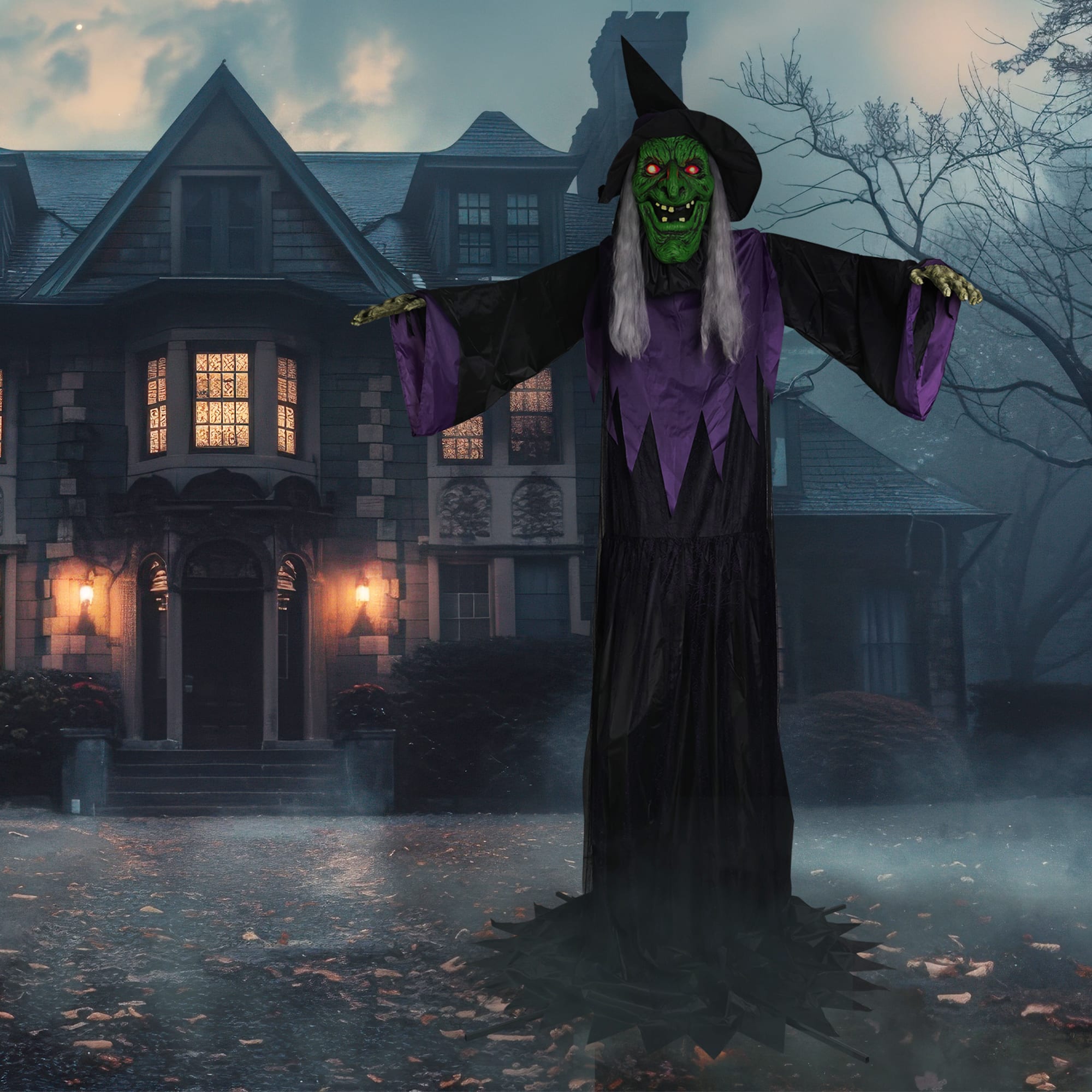 Huge Lighted and Animated Talking Witch Commercial Outdoor Halloween Decoration - 15&#x27;
