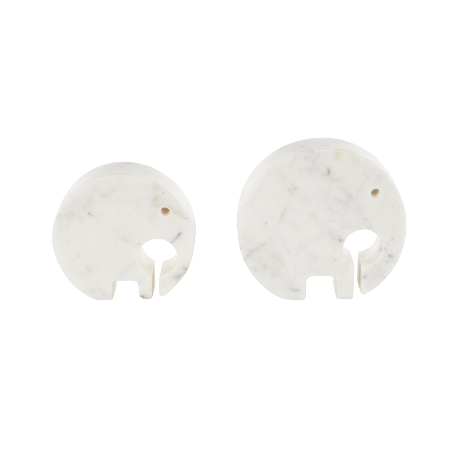 White & Gray Circular Abstract Marble Elephant Sculpture Set