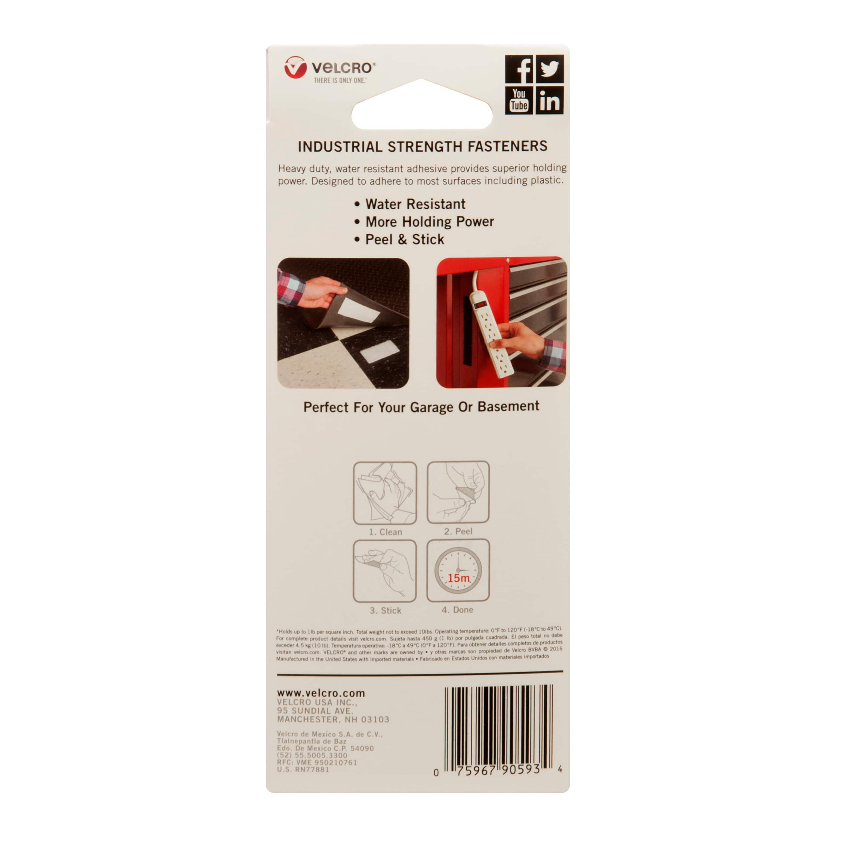 6 Pack: VELCRO® Brand Black Industrial Strength Tape, 4ft.