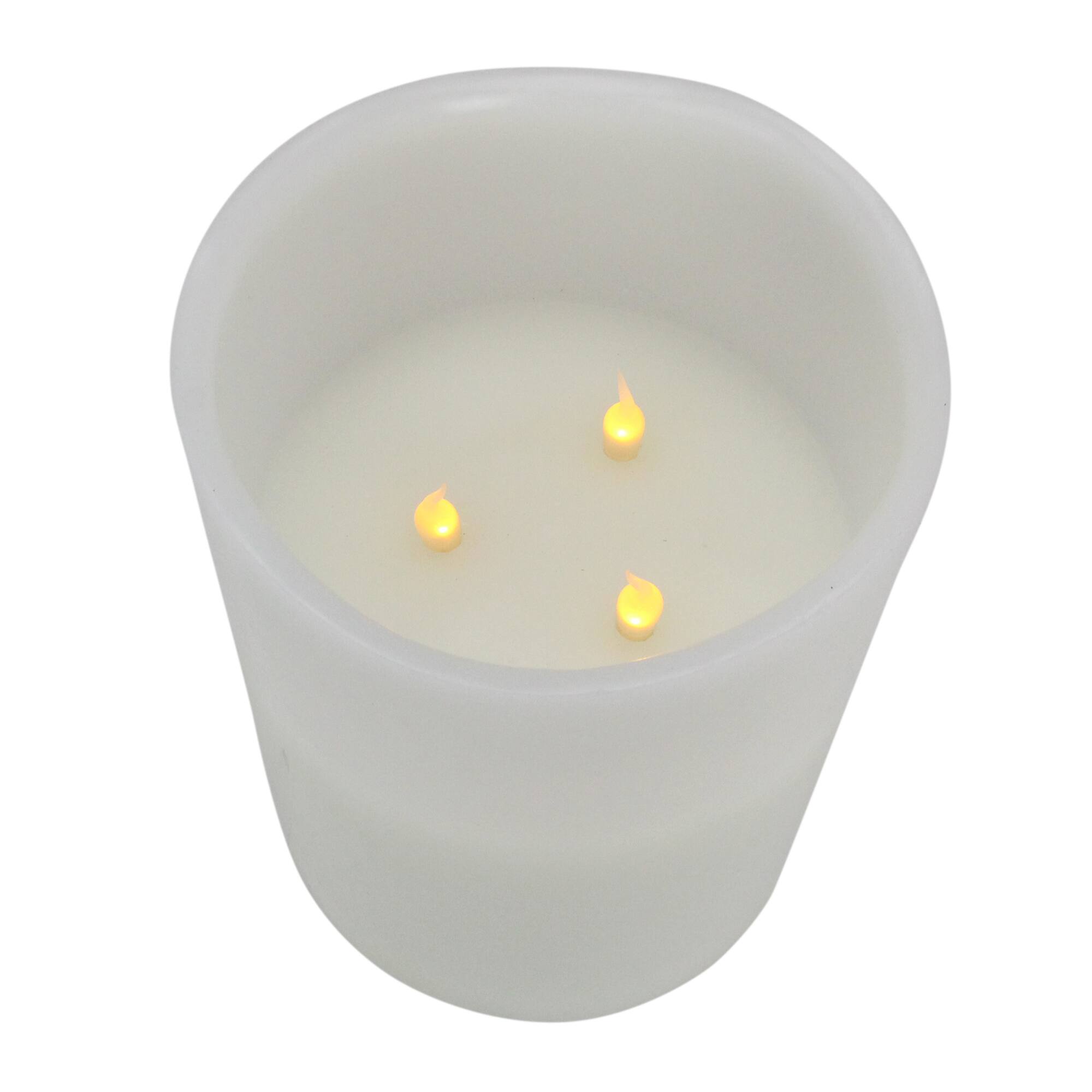 8" White LED Flameless Wick Flickering Pillar Candle