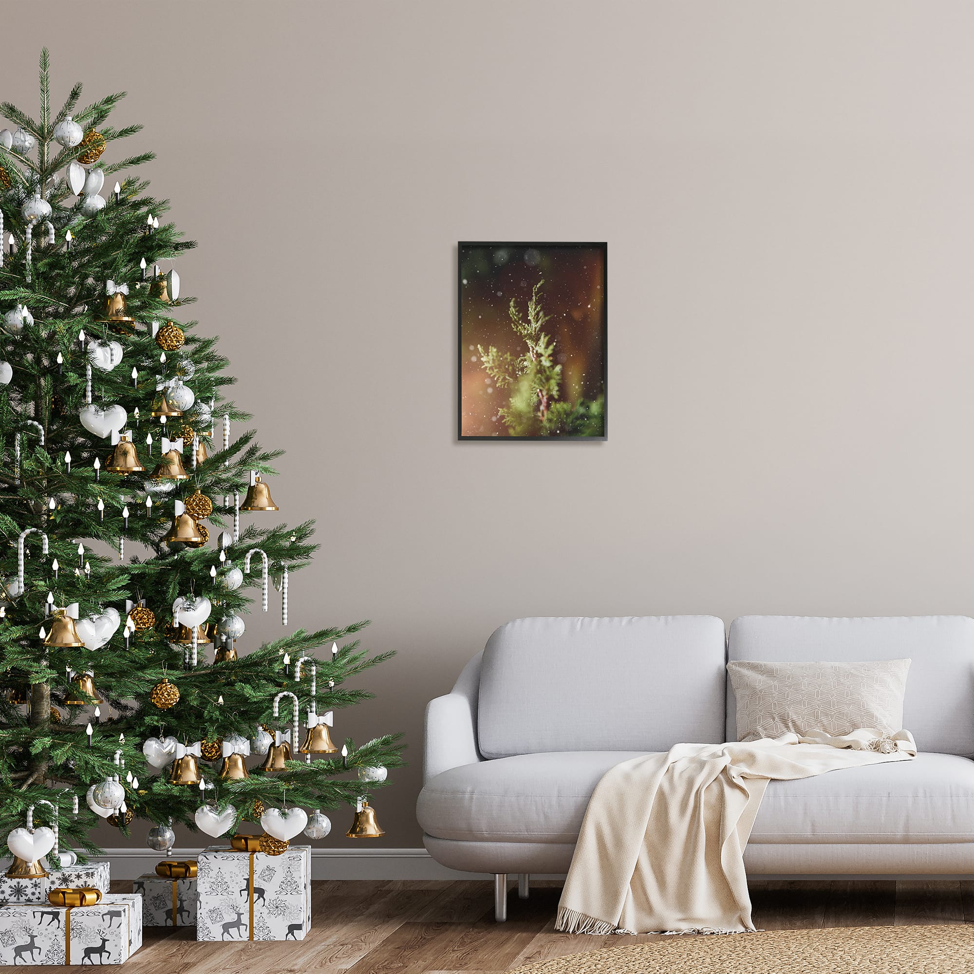 Stupell Industries Winter Snowfall Night Pine Tree Framed Giclee Art