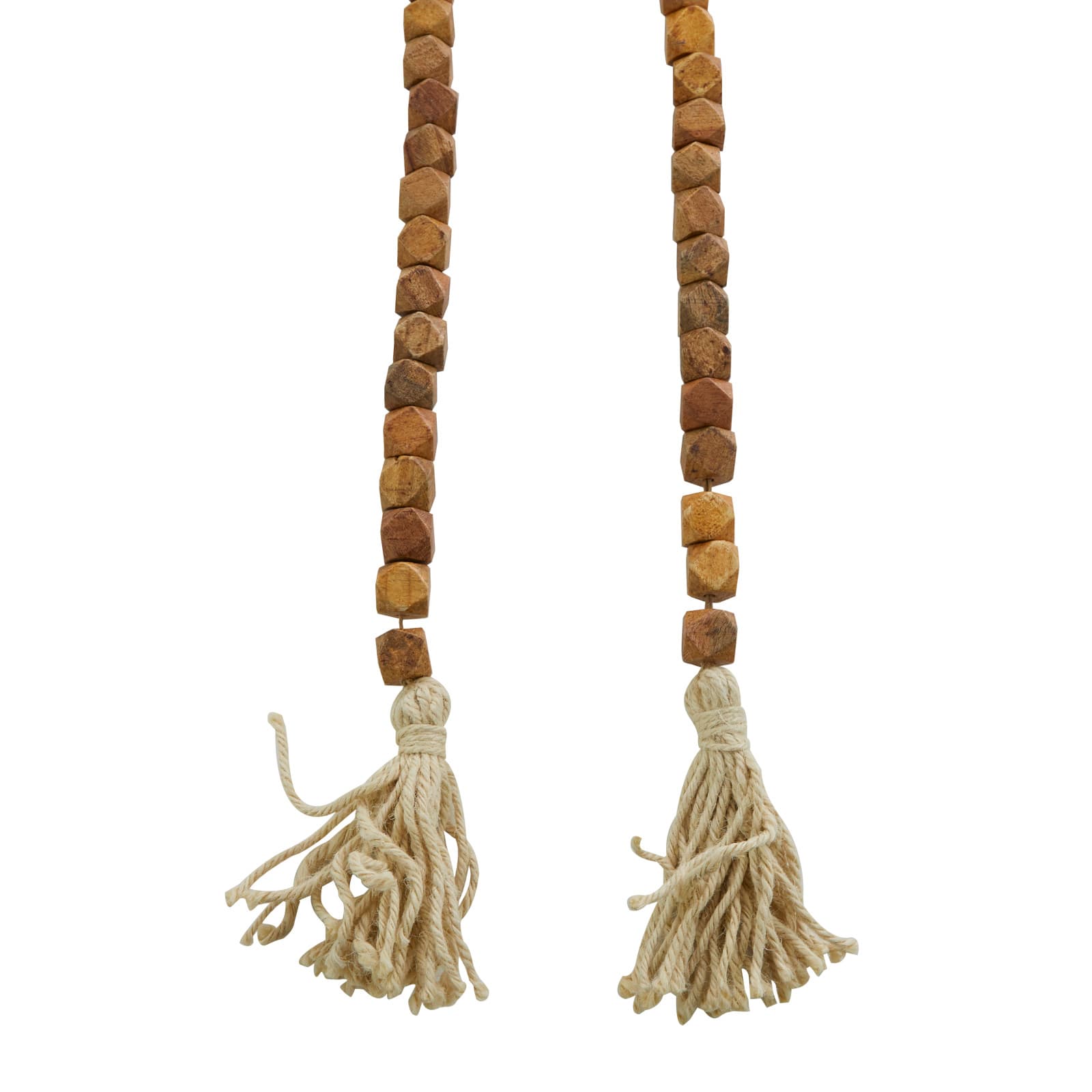 80" Bohemian Mango Wood Beads with Tassels Garland