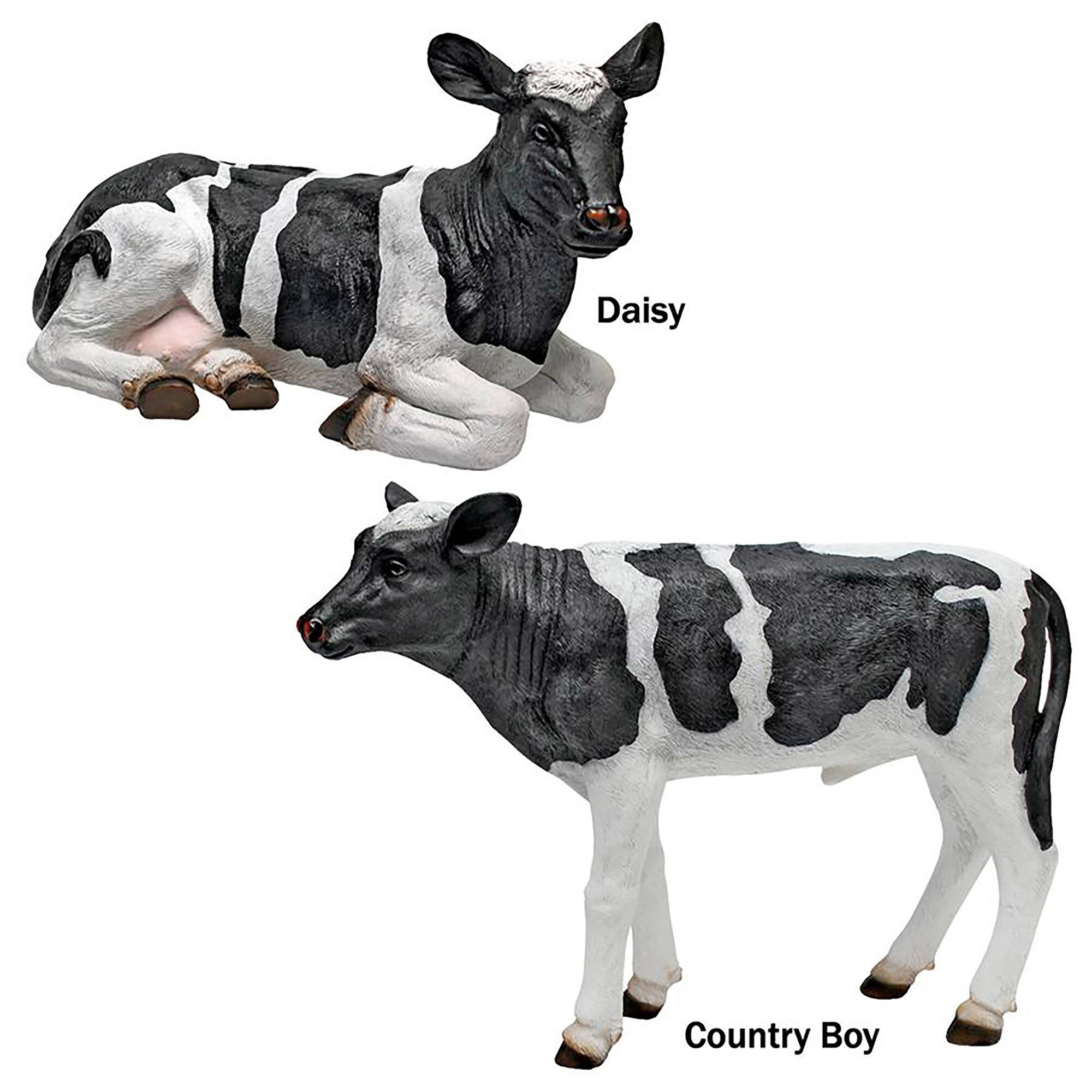 Design Toscano Daisy & Country Boy the Cow Statue Set