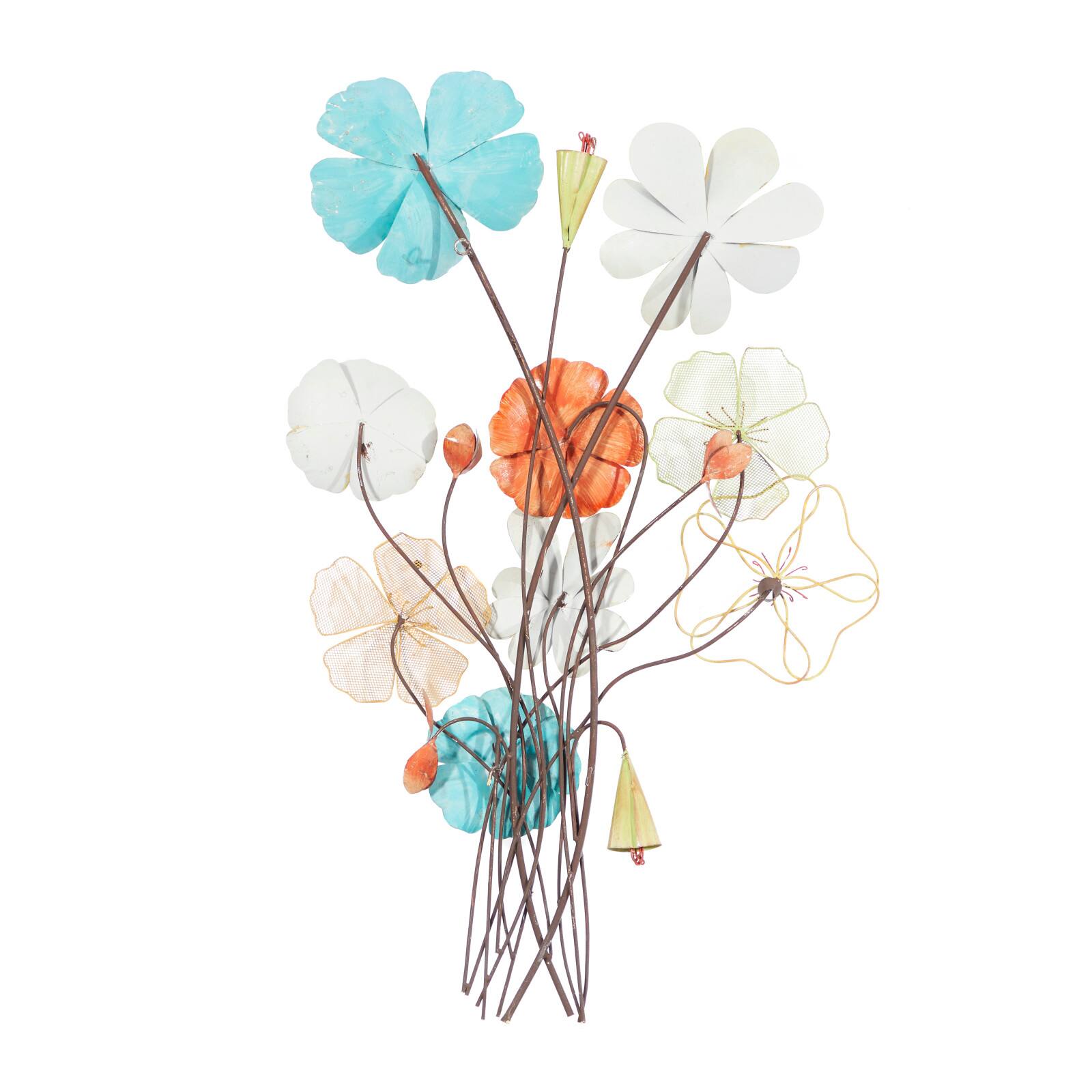 37&#x22; Multicolor Metal Eclectic Floral Wall D&#xE9;cor