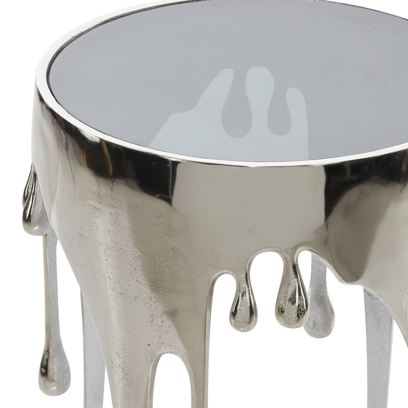 24&#x22; Silver Contemporary Aluminum Accent Table