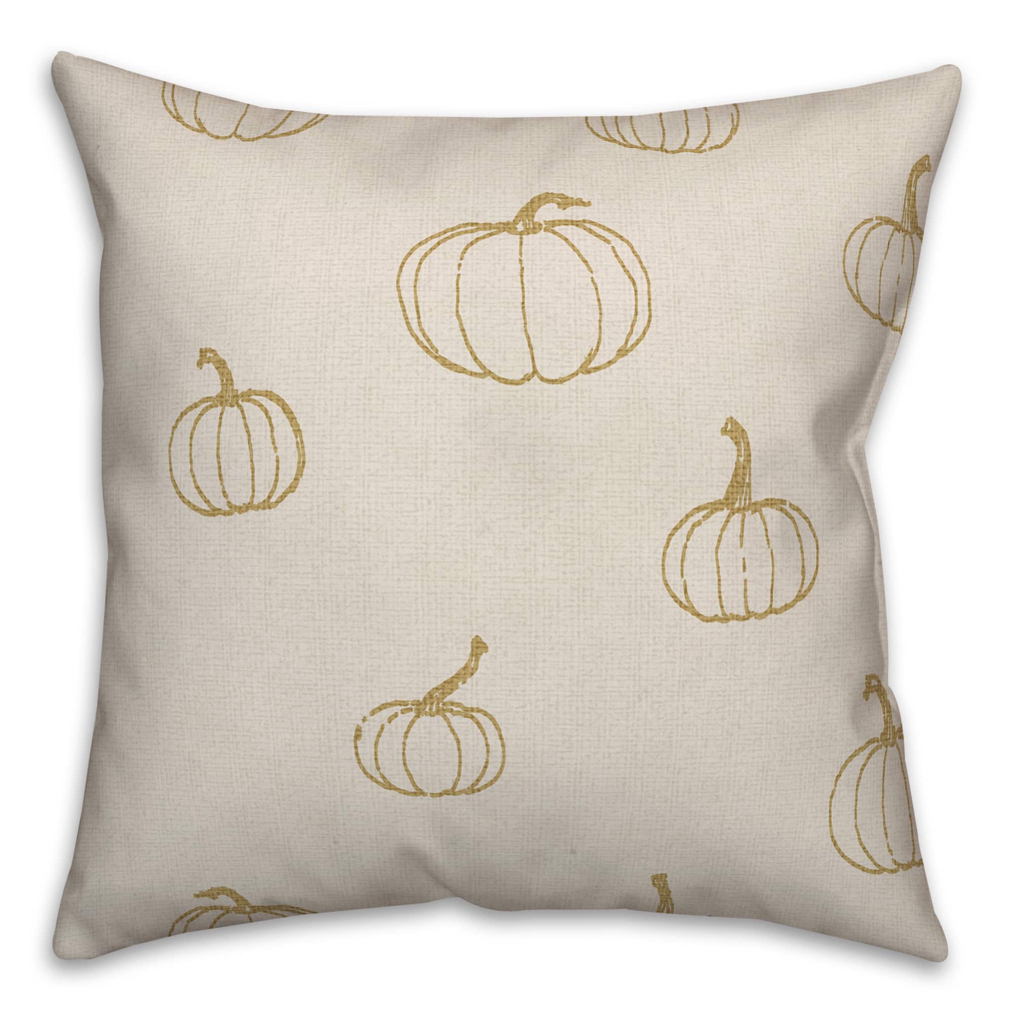 Mustard Yellow Mini Pumpkin Pattern Throw Pillow