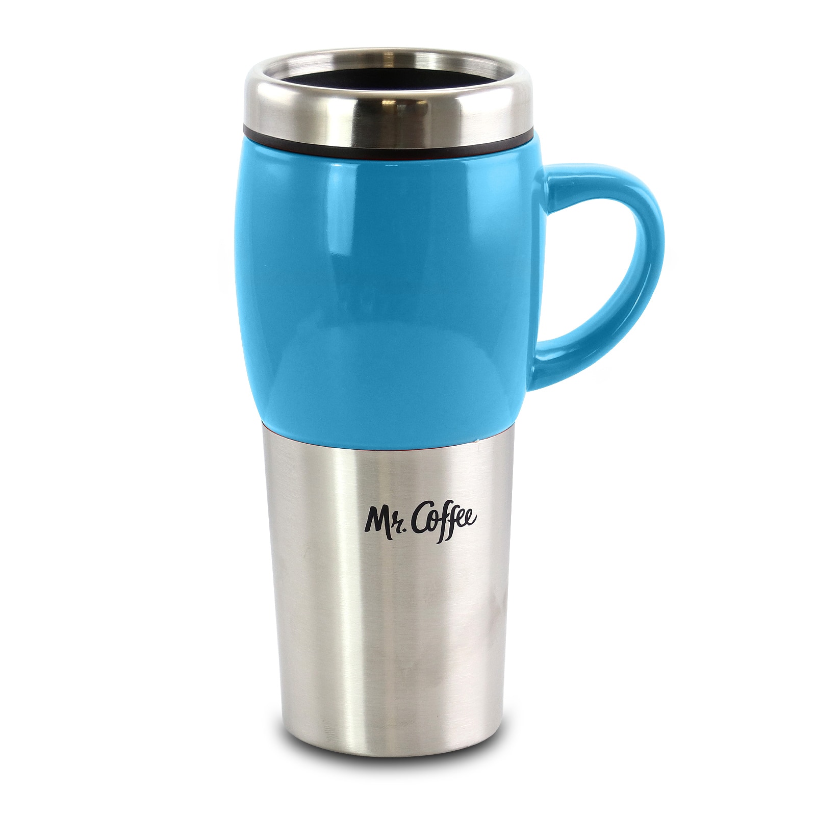 Mr. Coffee Traverse 16oz. Stainless Steel & Ceramic Travel Mug Set