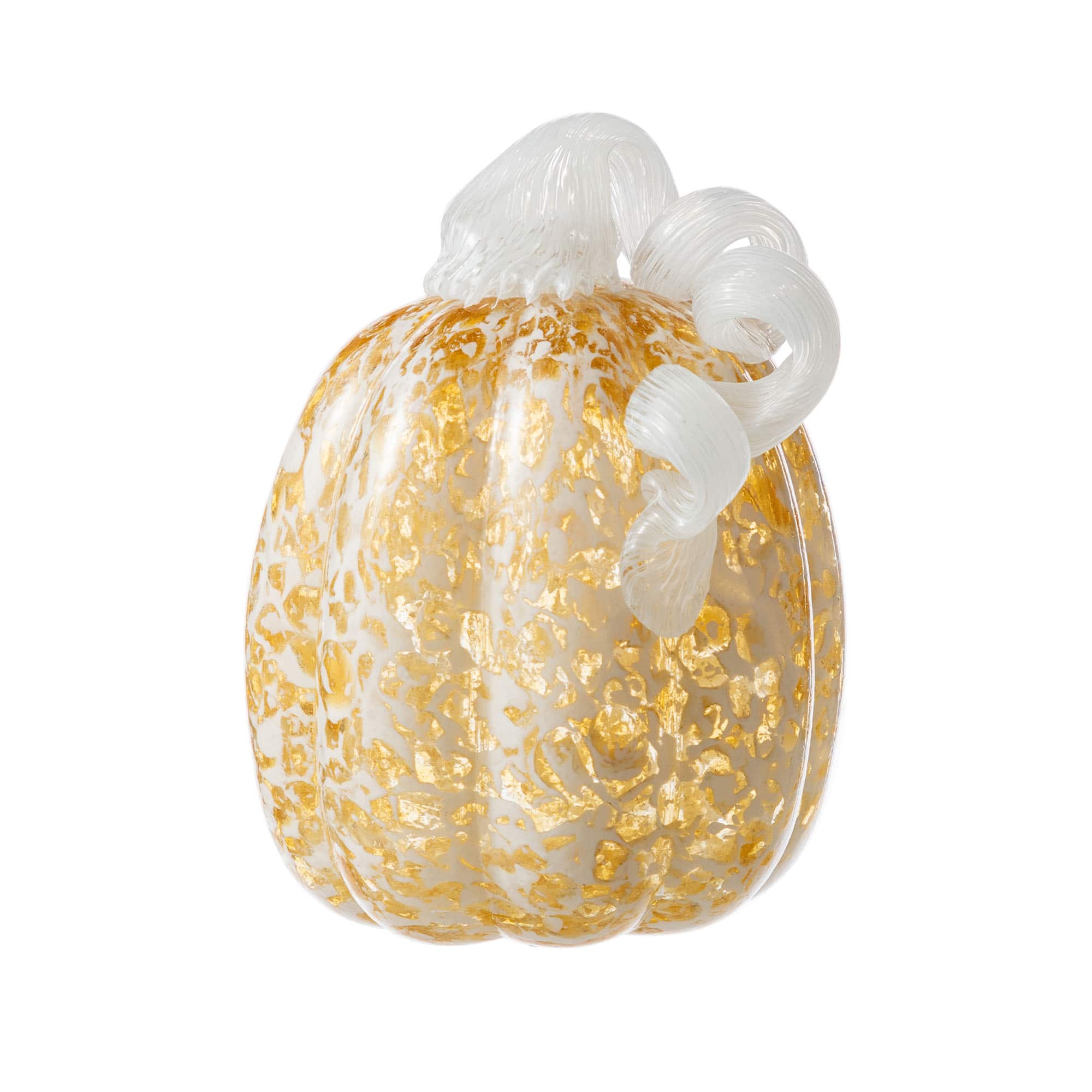 Glitzhome® Amber Dots Fall Pumpkin Glass Tabletop Accent