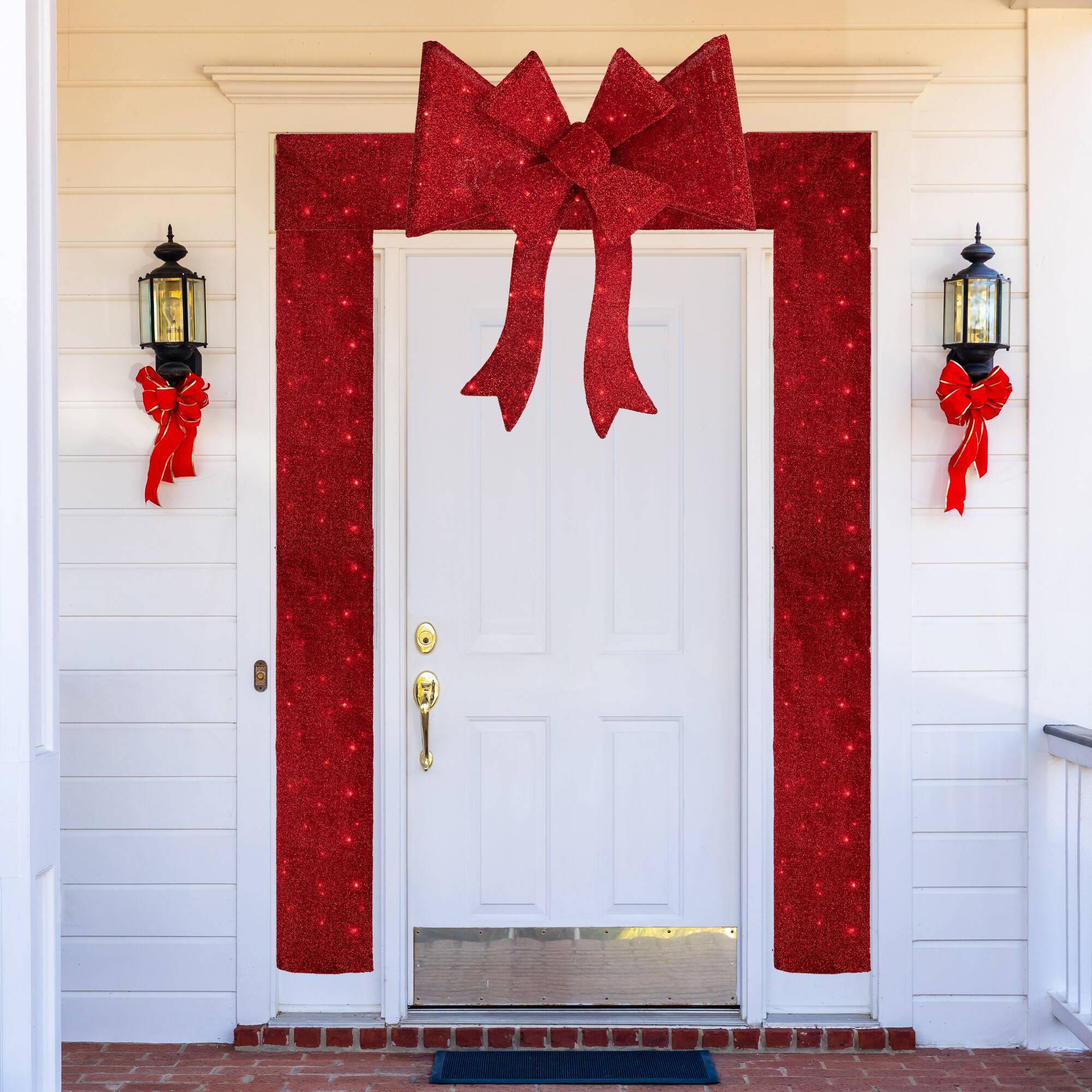 8ft. Red LED Christmas Doorway Arch Decoration with Bow