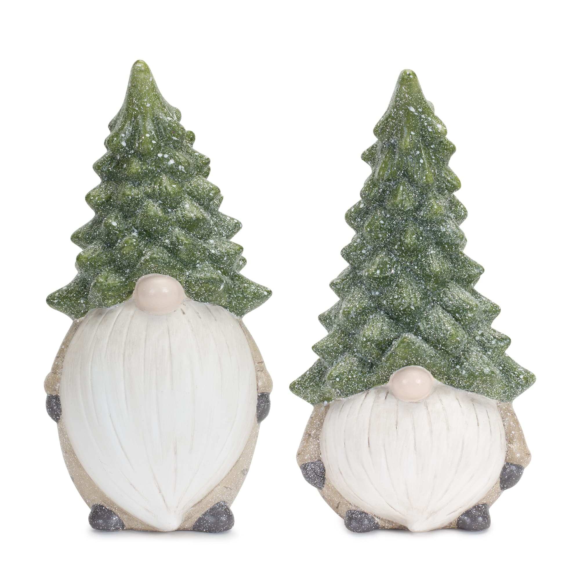 11.25&#x22; Holiday Gnome with Tree Hat Terra Cotta Figurine Set