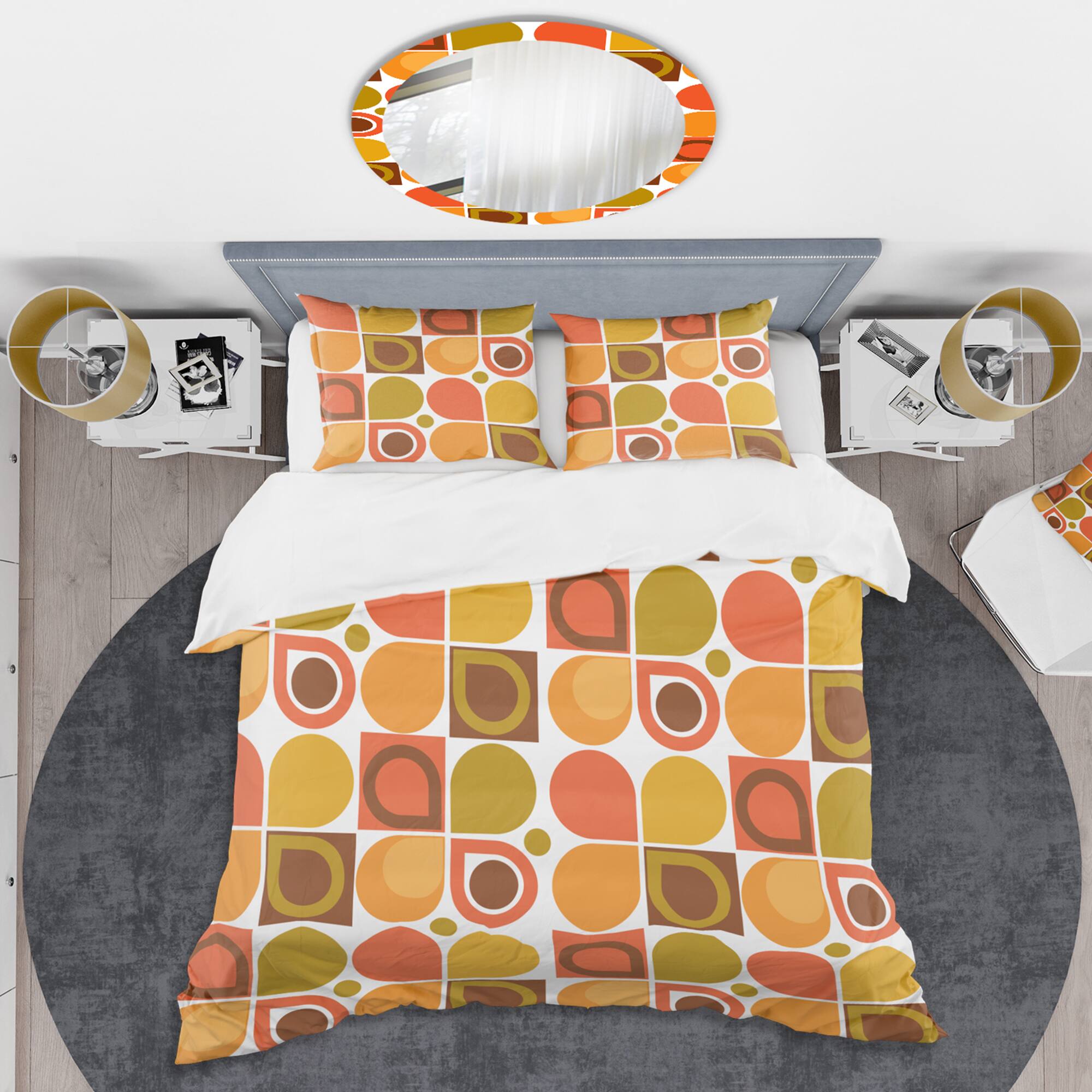 Designart &#x27;Abstract Retro Geometric Pattern VI&#x27; Mid-Century Duvet Cover Set