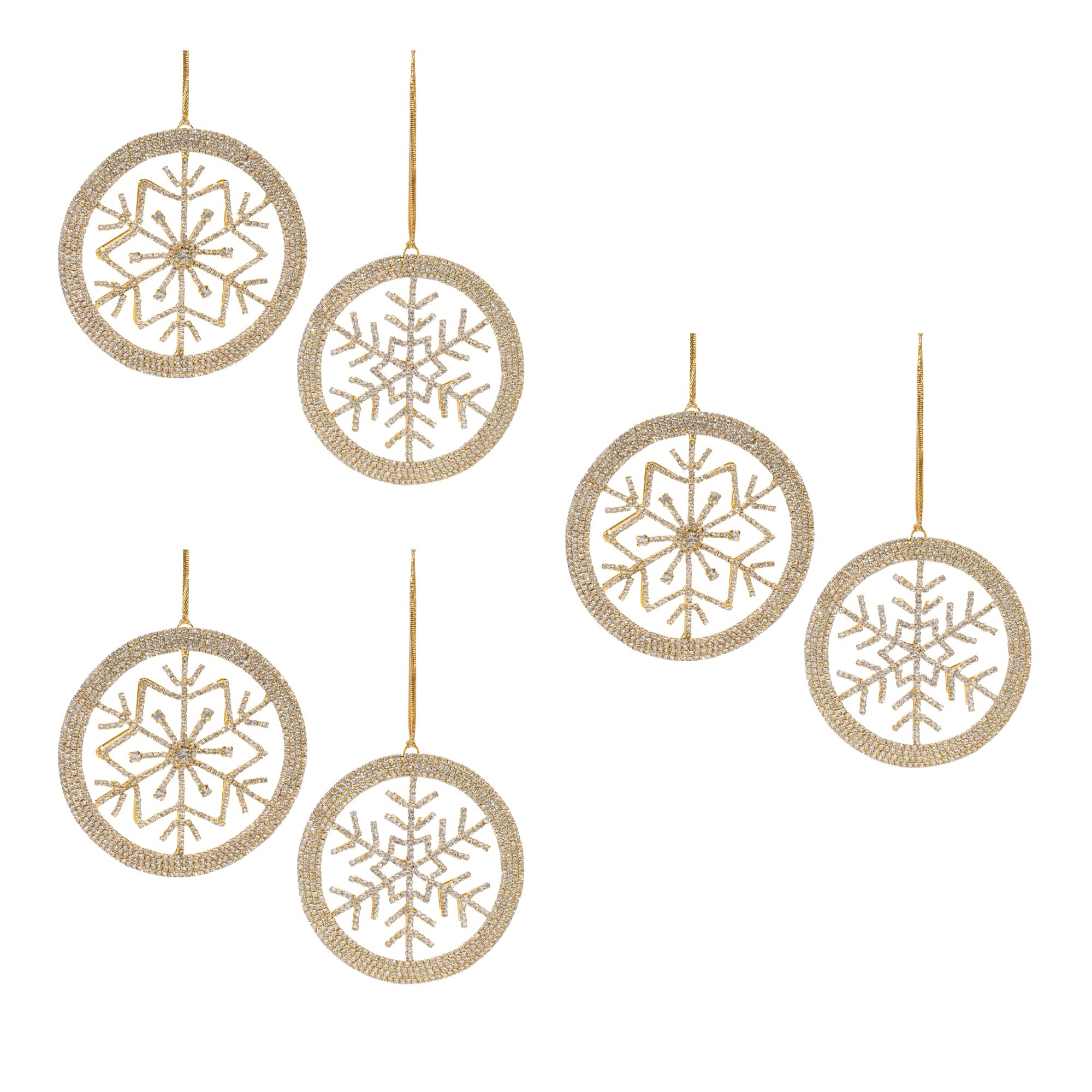 Jeweled Metal Snowflake Ornament Set