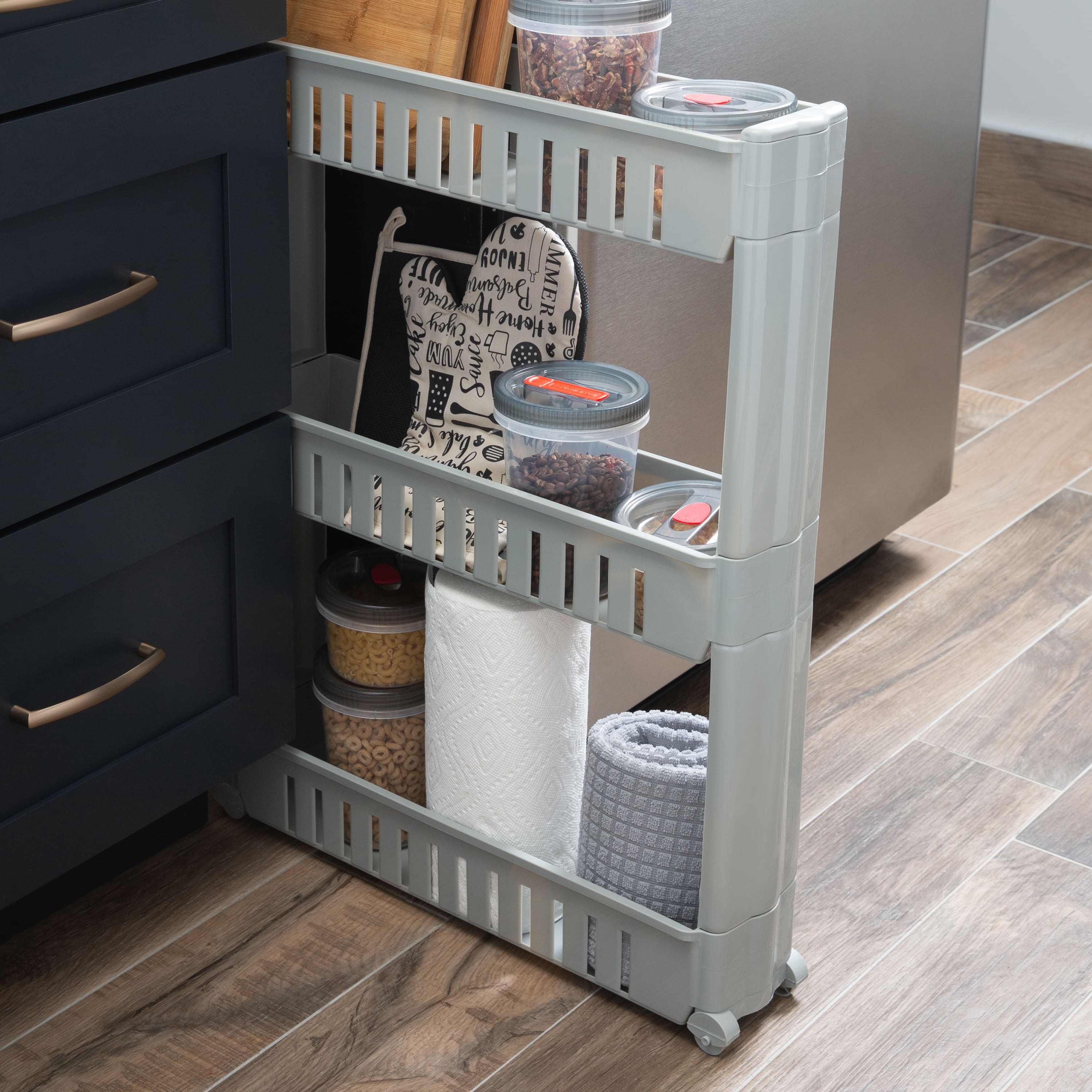 Simplify Gray 3-Tier Slim Slide Out Storage Cart