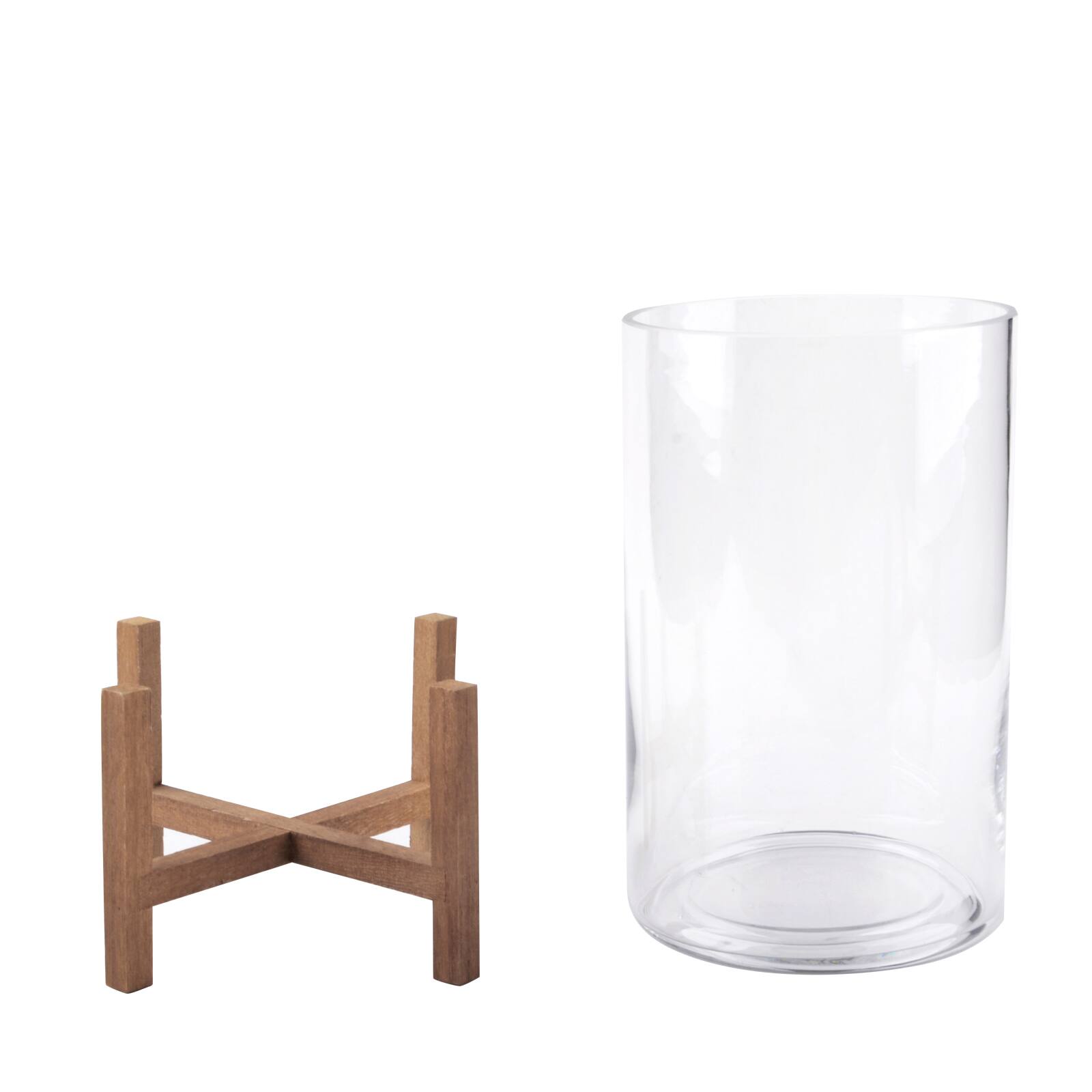 9" Glass Candle Holder with Wood Base by Ashland® Michaels