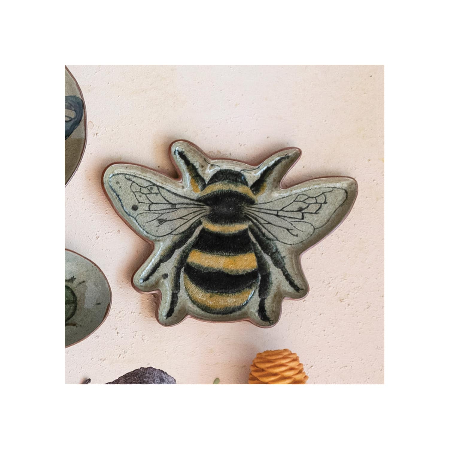 Hello Honey® 12.75" Multicolor Reactive Crackle Glaze Bee Plate