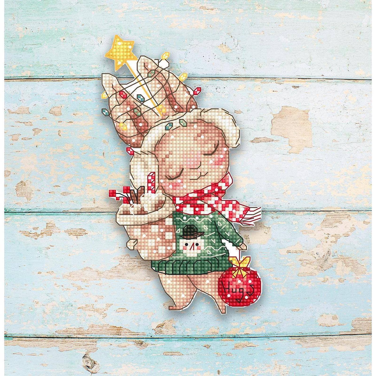 Letistitch Christmas Rabbit Ornament Counted Cross Stitch Kit