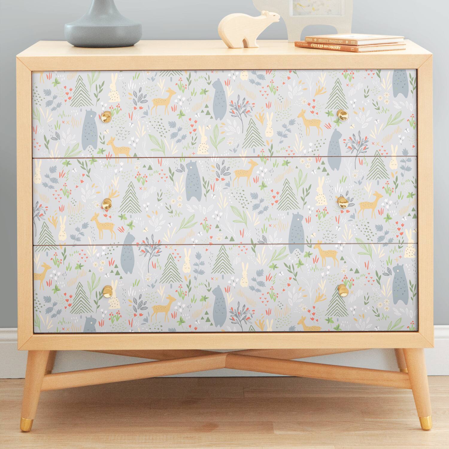 RoomMates Light Gray Spring Forest Pals Peel & Stick Wallpaper