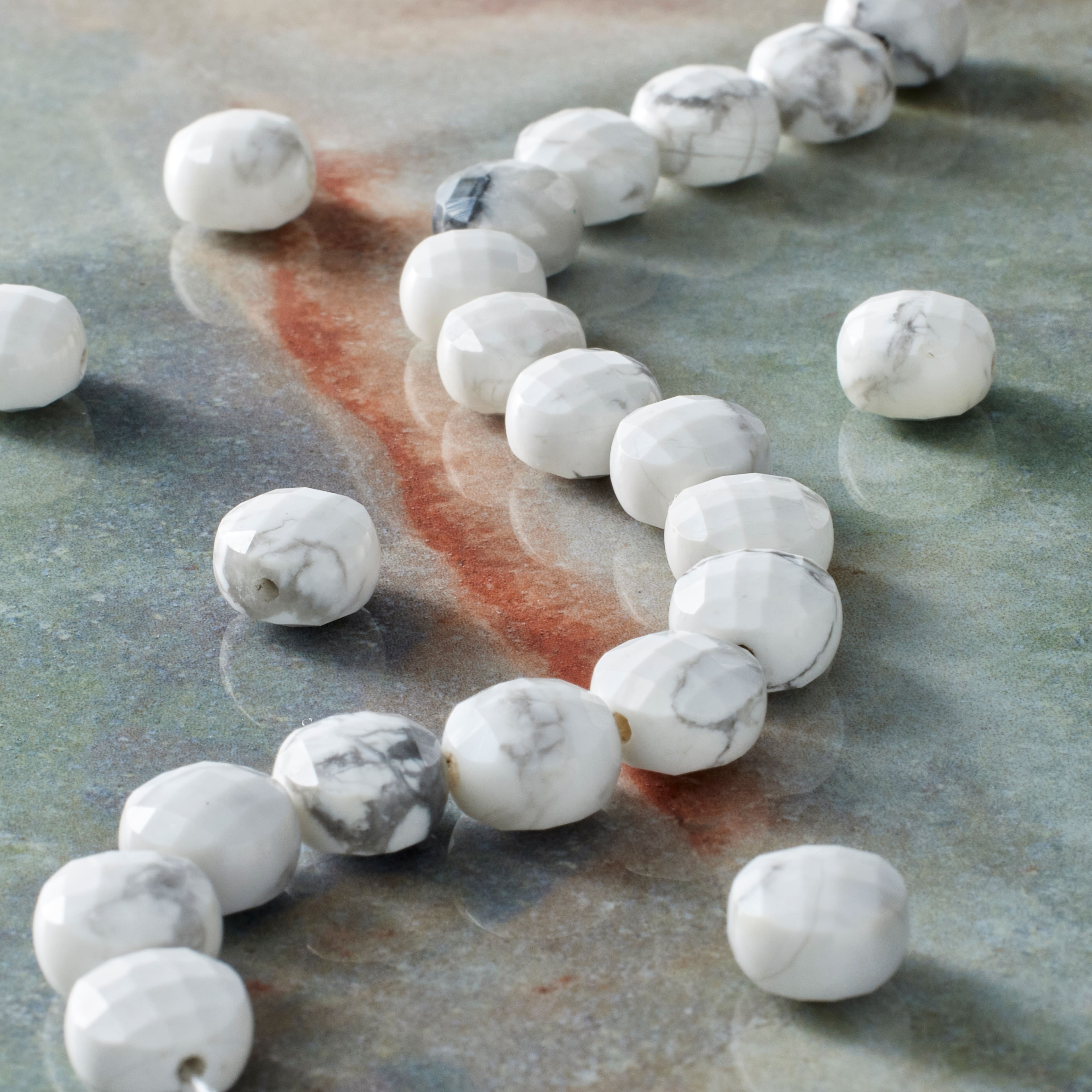 White Howlite Faceted Coin Beads, 8mm by Bead Landing&#x2122;
