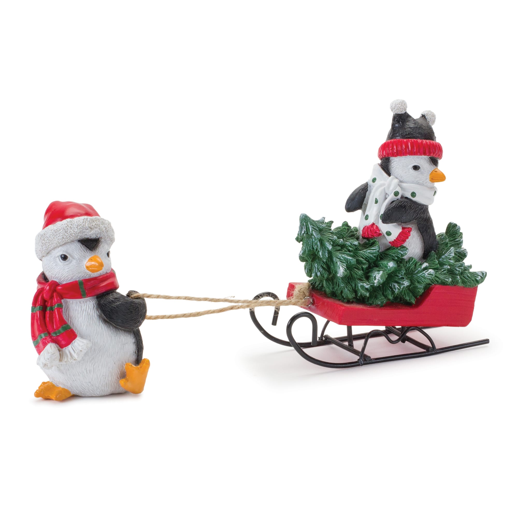 Playful Penguins with Sled Figurine Set