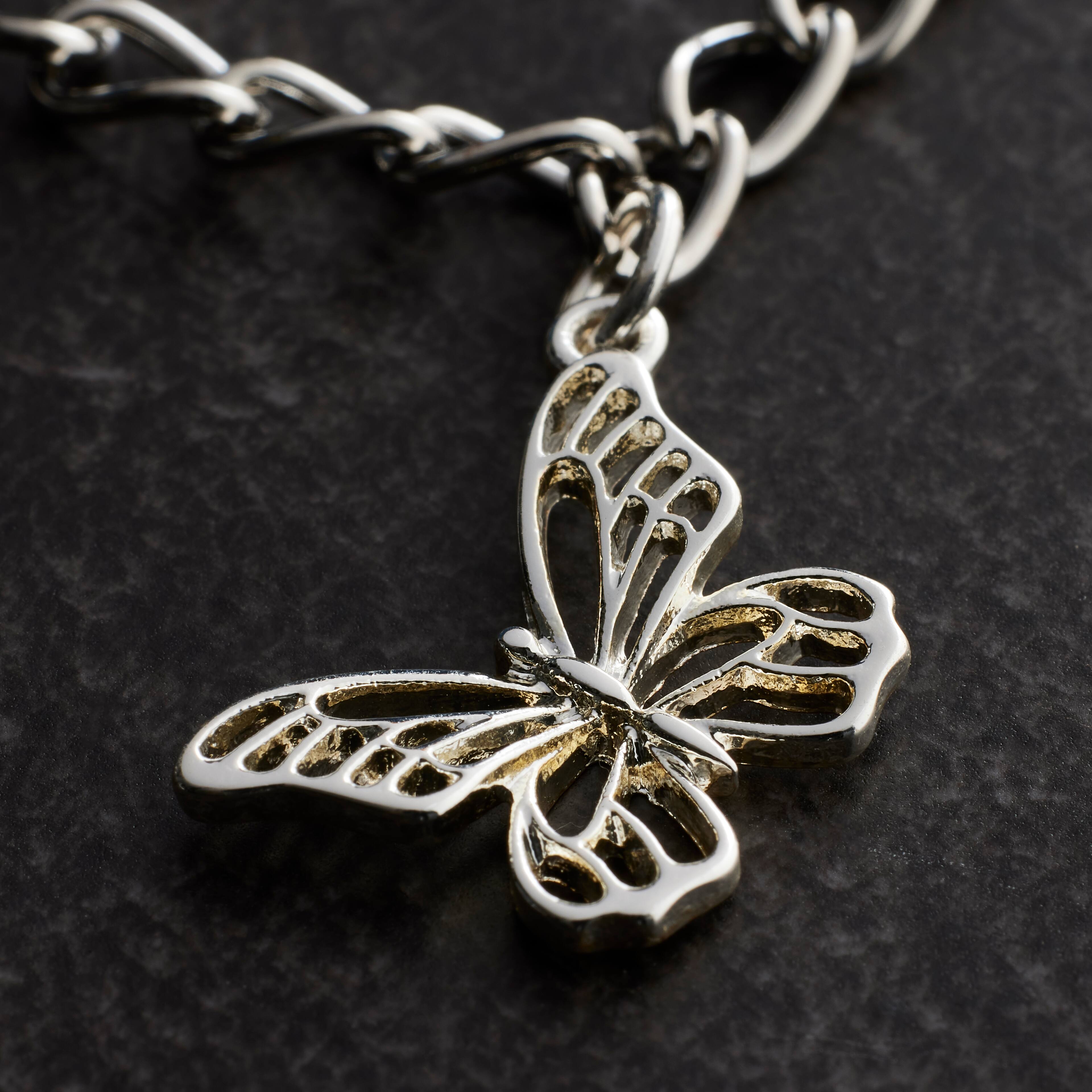 12 Pack: Charmalong™ Silver Butterfly Charm by Bead Landing™