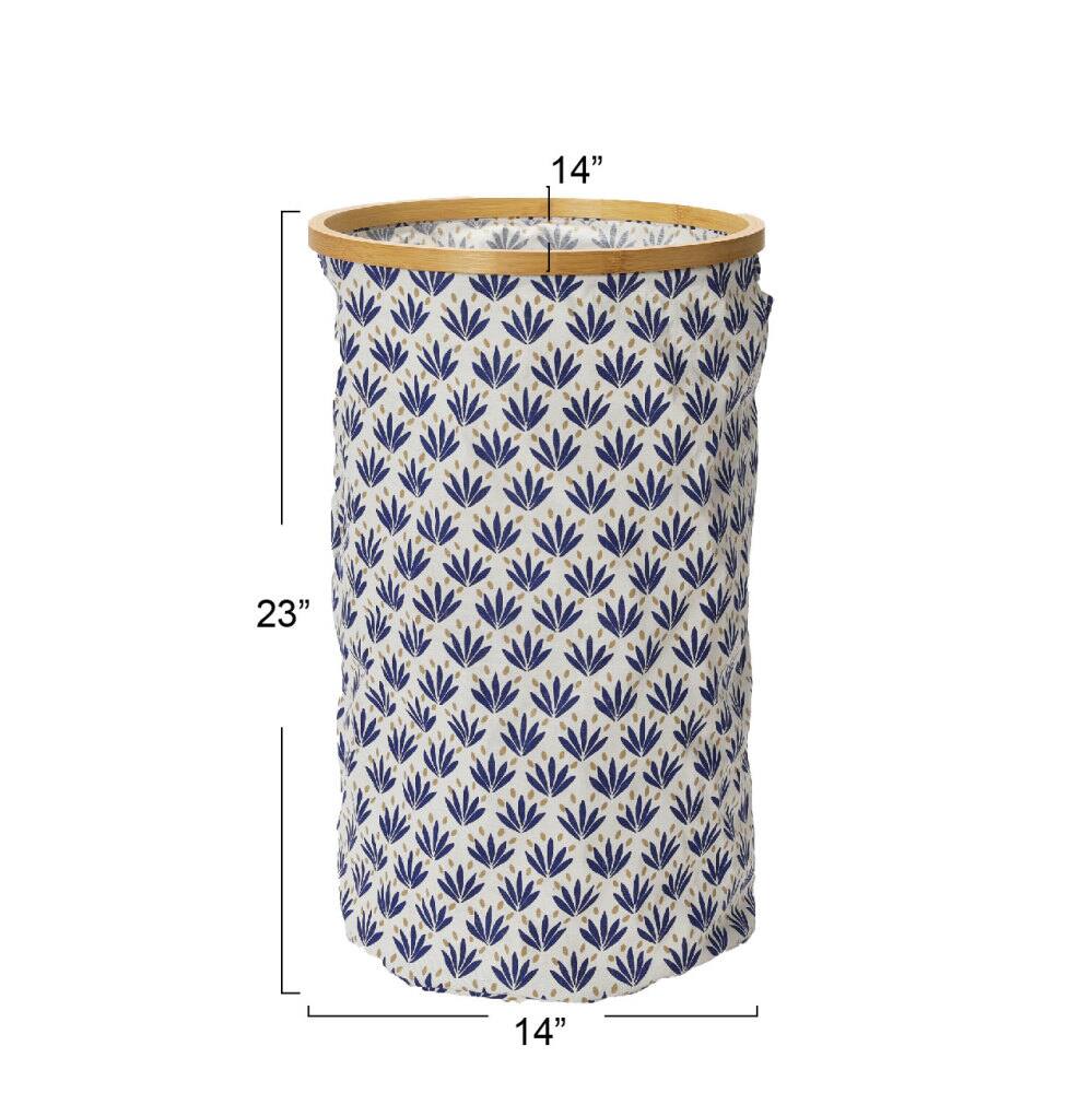 Household Essentials Krush Bamboo Rimmed Hamper (Round, Blue)