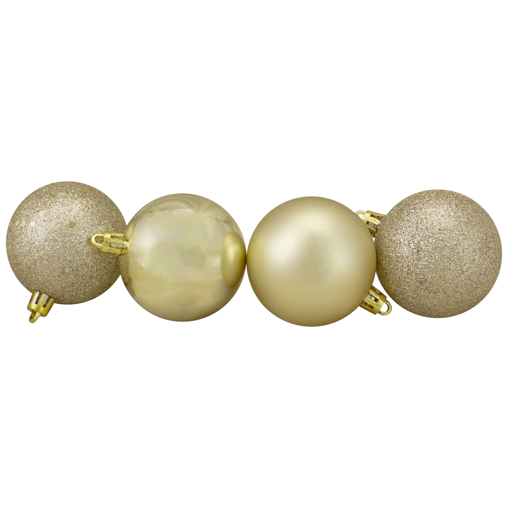 60ct Champagne Gold Shatterproof 4-Finish Ball Ornaments